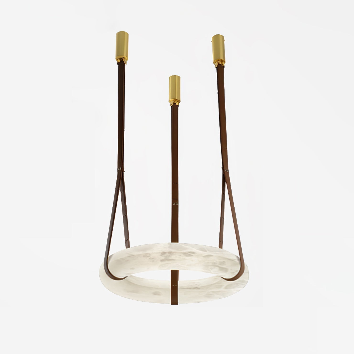 Pendant Lamp Alabaster Ring Triple Leather Straps Nordic Luxe - Letslighting