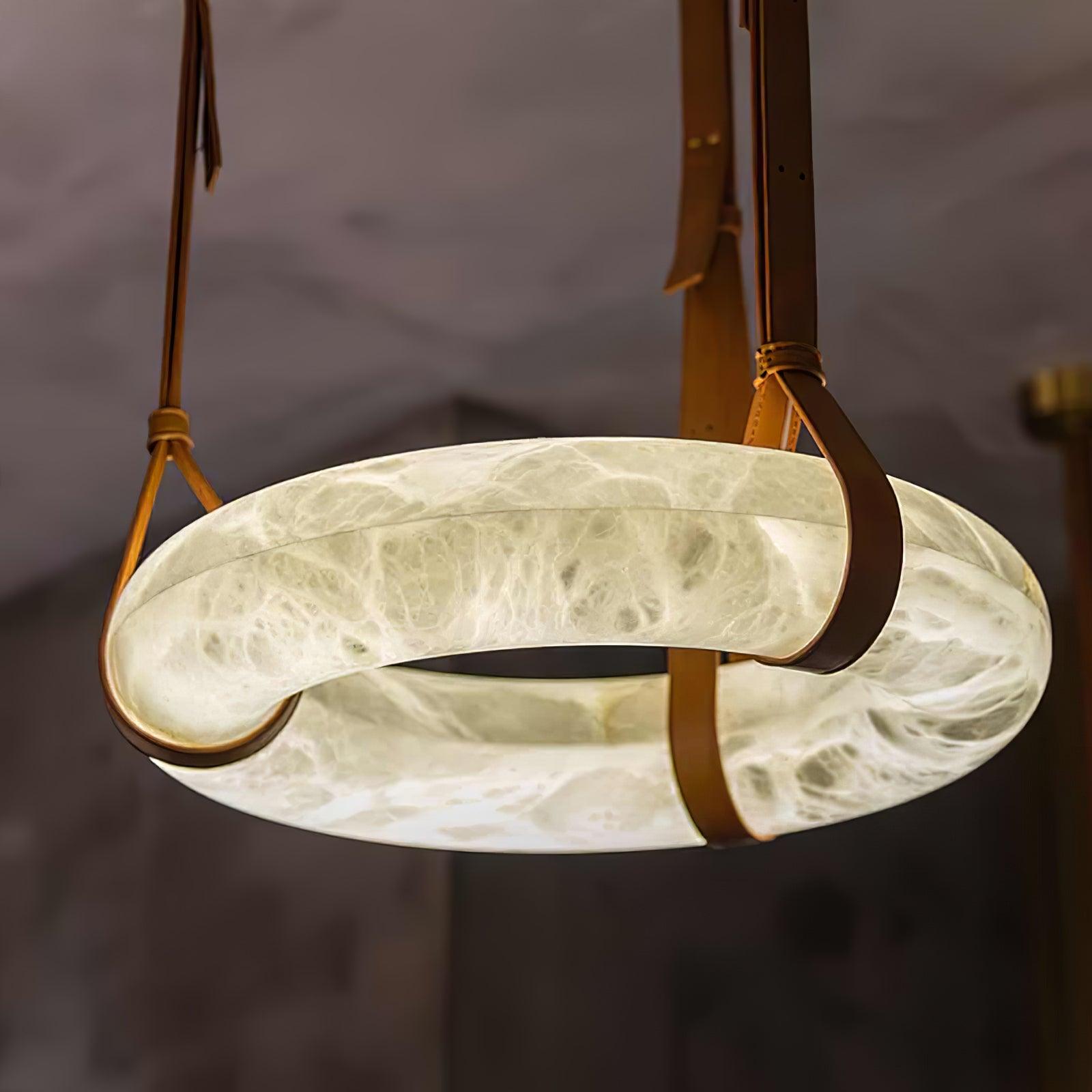 Luste Alabaster Chandeliers Ring Leather Strap Version A - Letslighting
