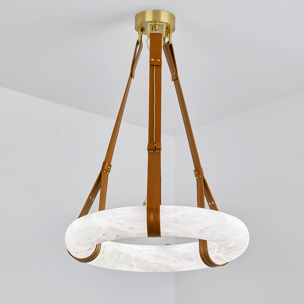 Luste Alabaster Chandeliers Ring Leather Strap Version A - Letslighting