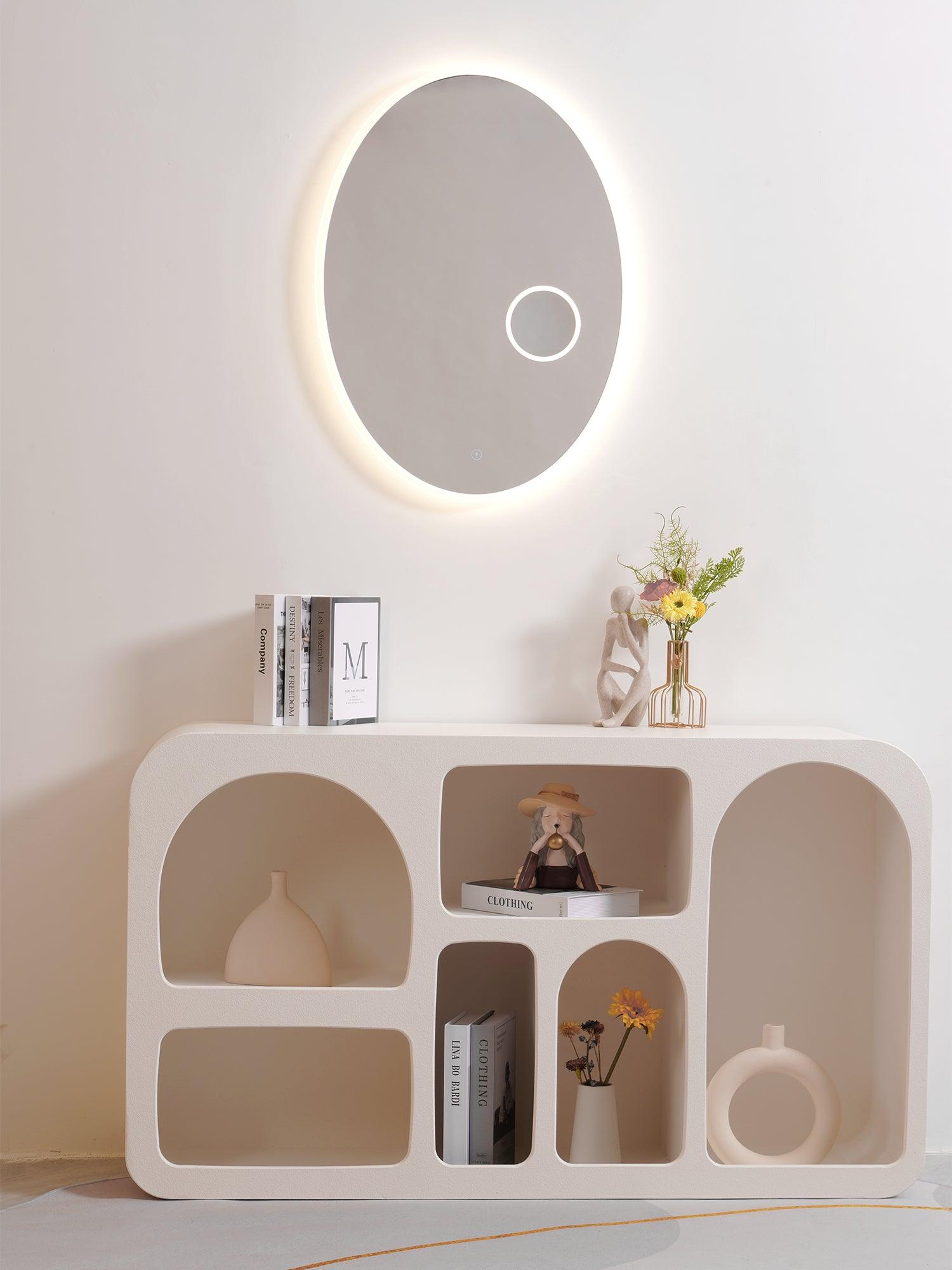 Ovariel Oval Mirror Metal Plastic Wall Light - Blowlighting
