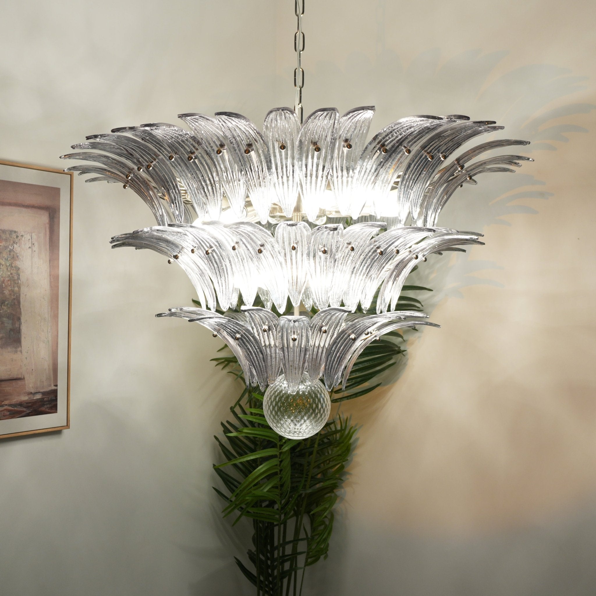 Aurora Chandelier Murano Glass Palm Leaf Tiered - Letslighting