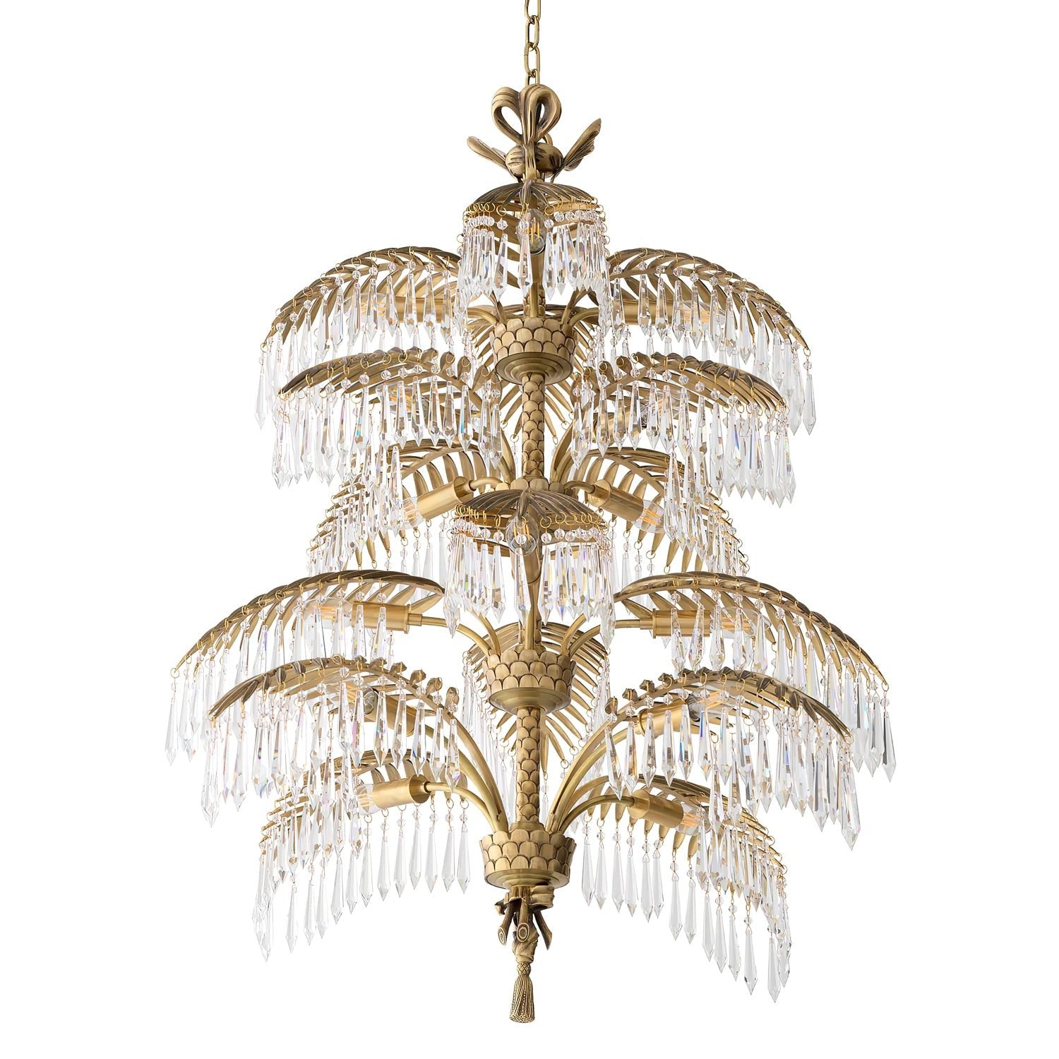 Palmera LED Art Artistique Laiton Cristal Lustre