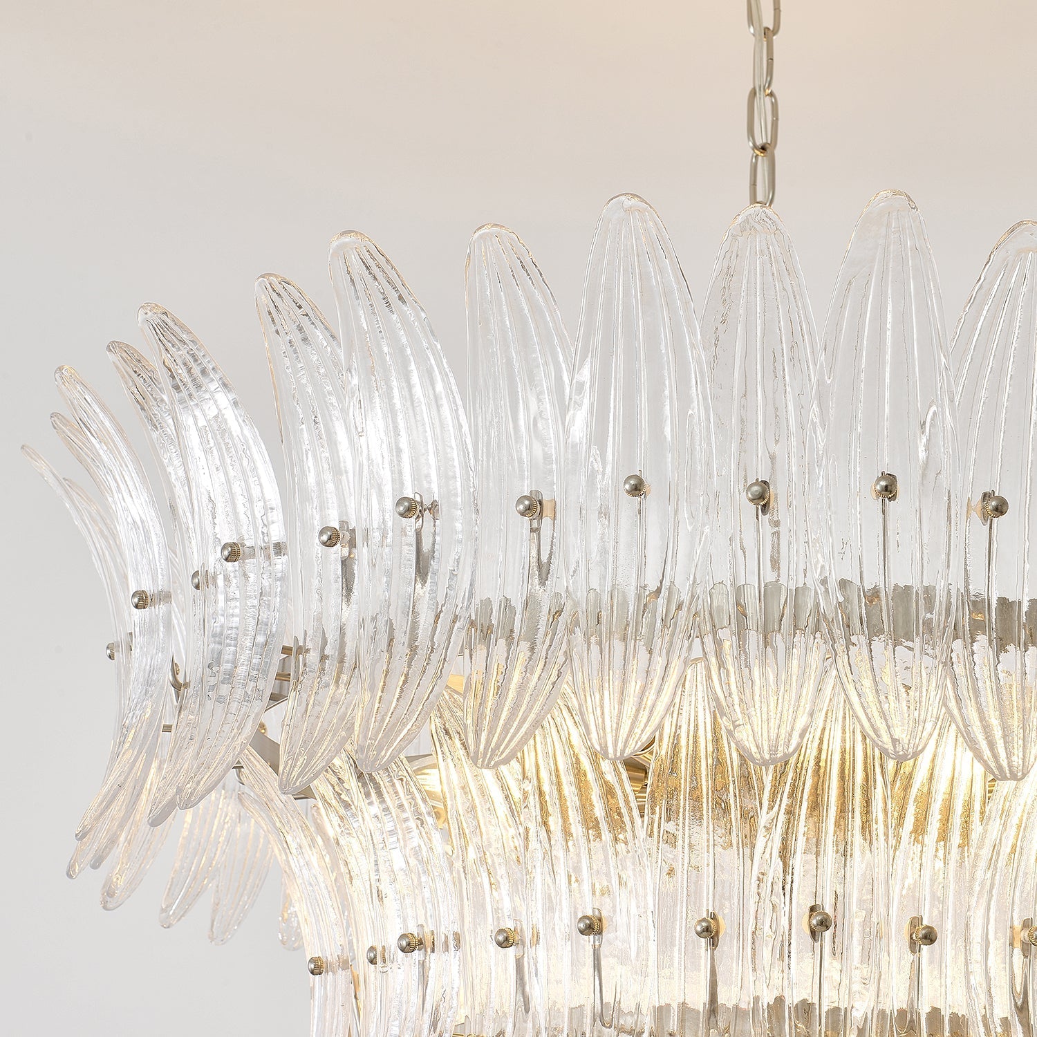 Palmette Chandelier Glass Leaf Layered - Letslighting