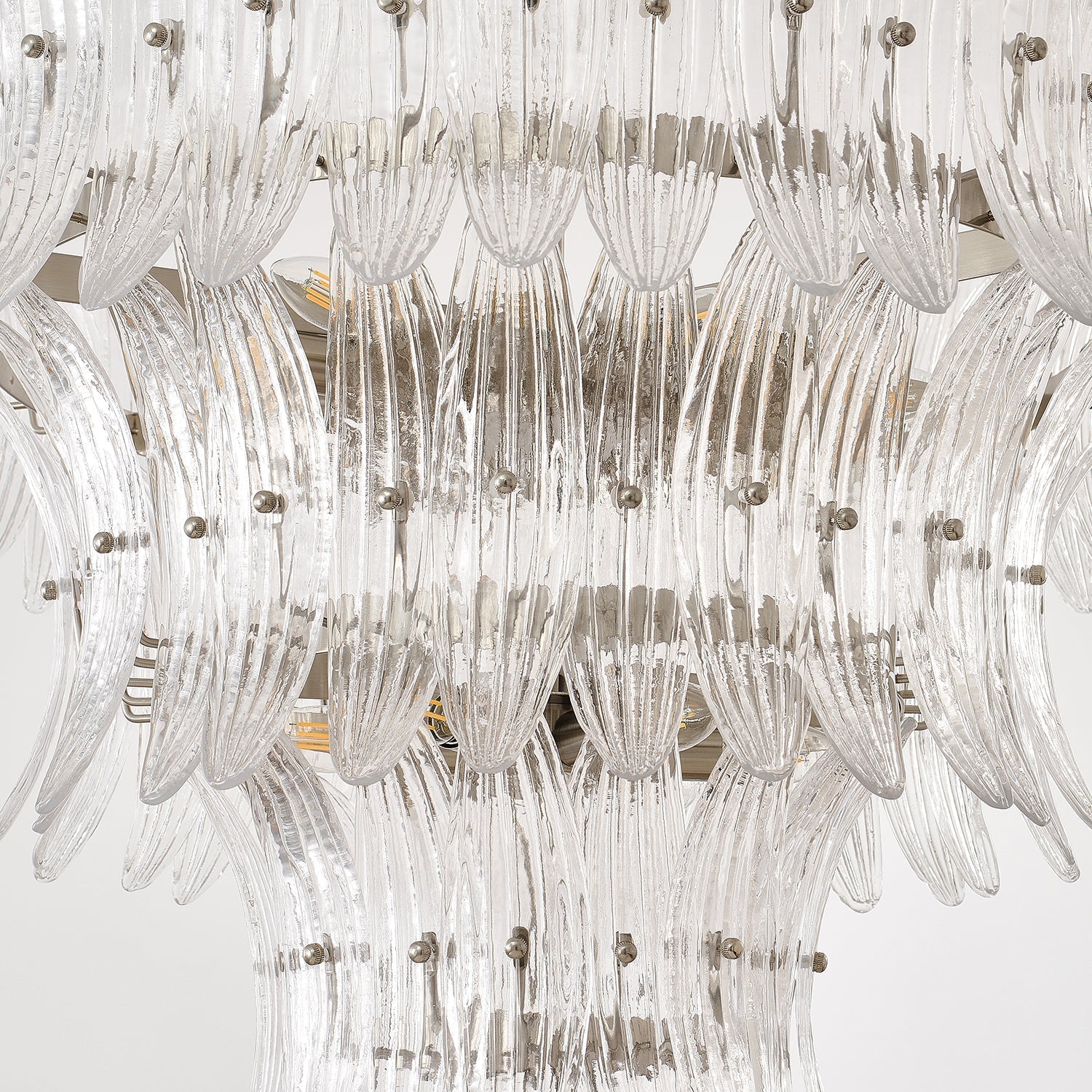 Palmette Chandelier Glass Leaf Layered - Letslighting