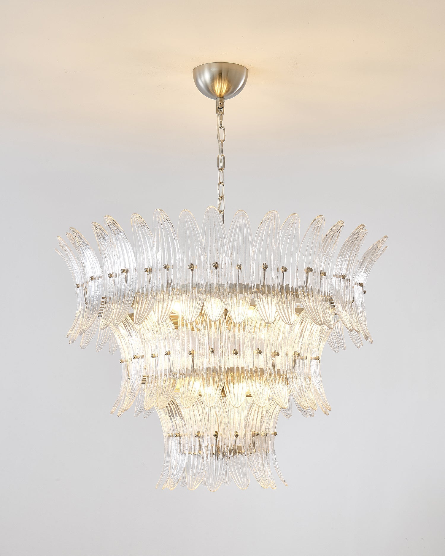 Palmette Chandelier Glass Leaf Layered - Letslighting