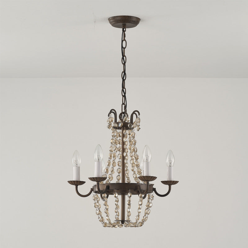 Oraeisra Vintage Flea Market Crystal Chandelier - Lamp Copper