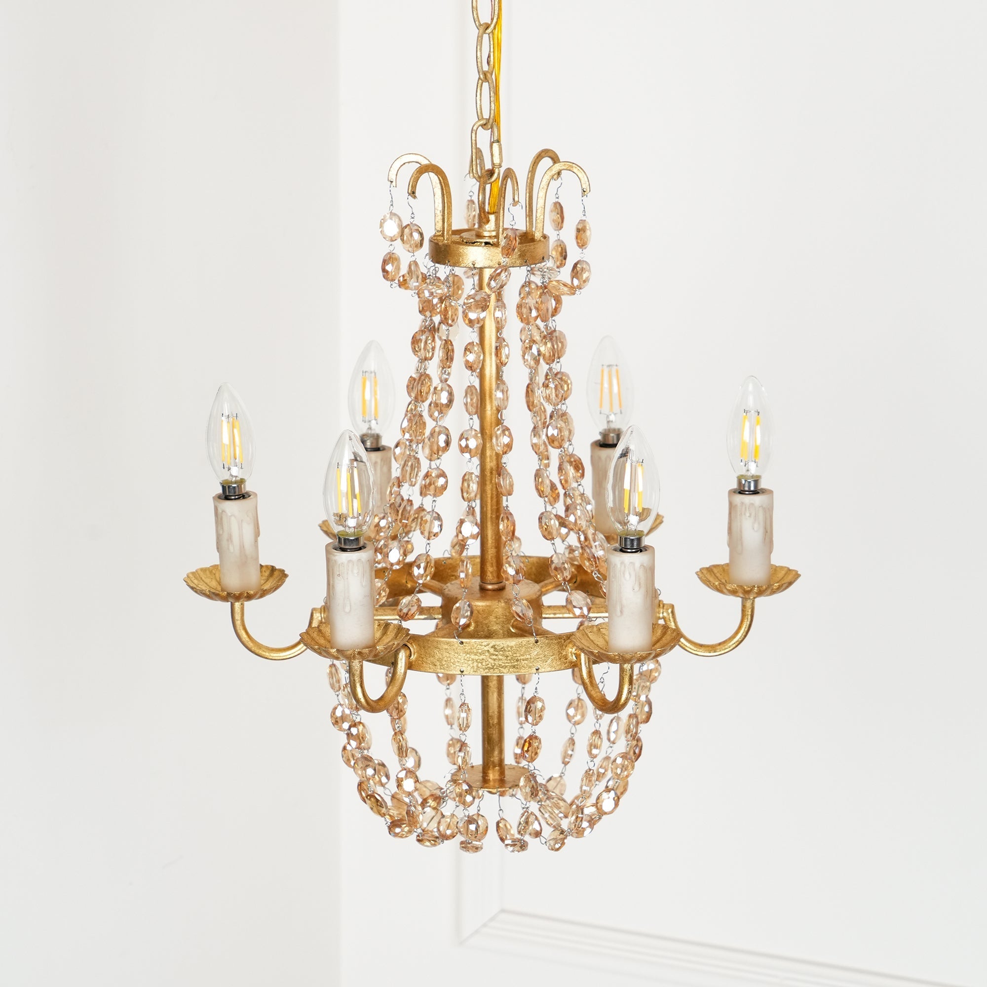 Oraeisra Vintage Flea Market Crystal Chandelier - Lamp Copper