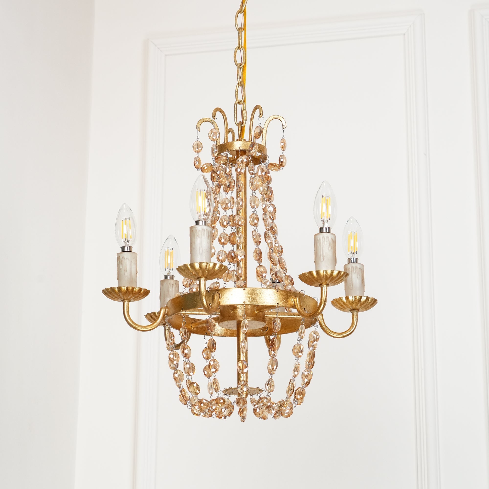 Oraeisra Vintage Flea Market Crystal Chandelier - Lamp Copper