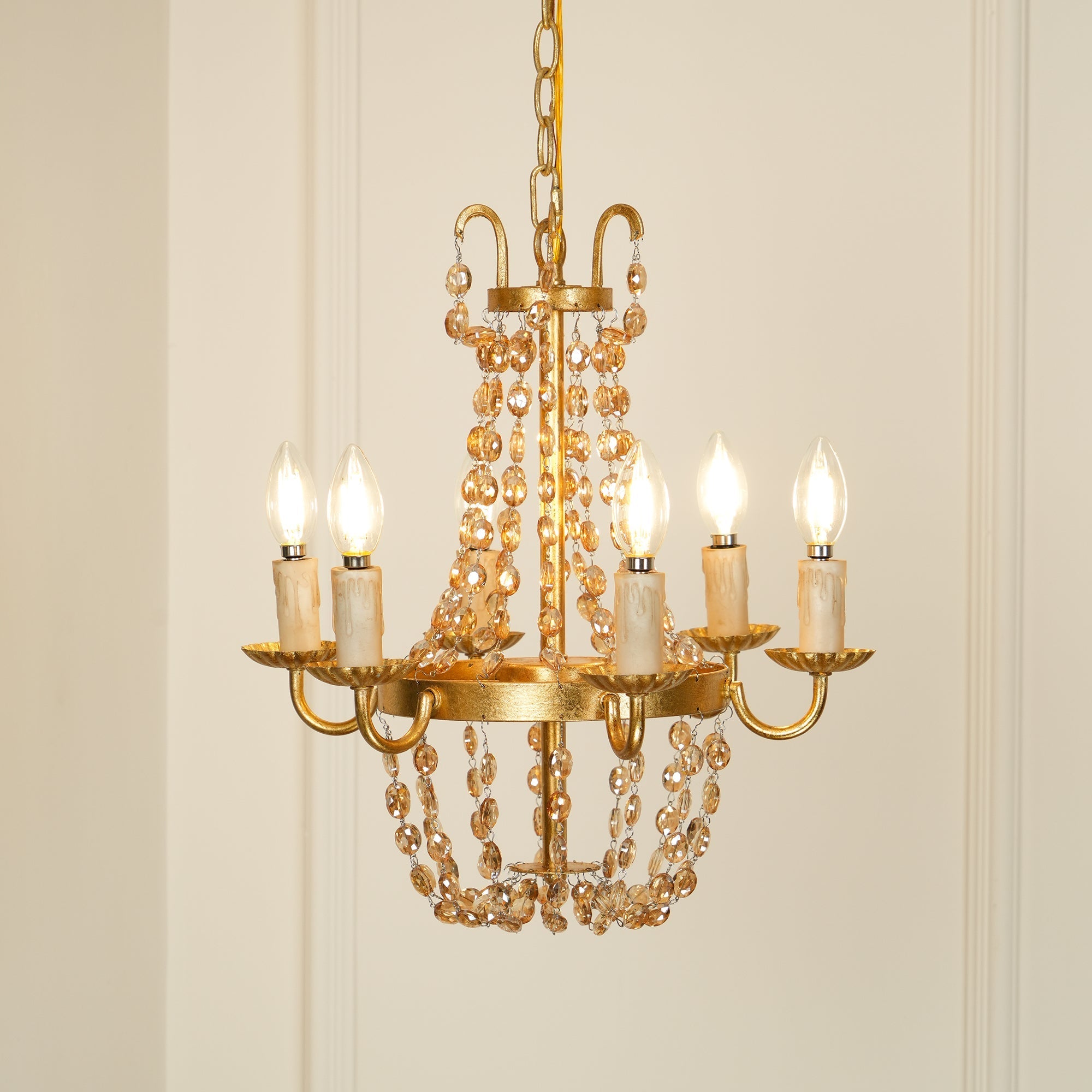 Oraeisra Vintage Flea Market Crystal Chandelier - Lamp Copper