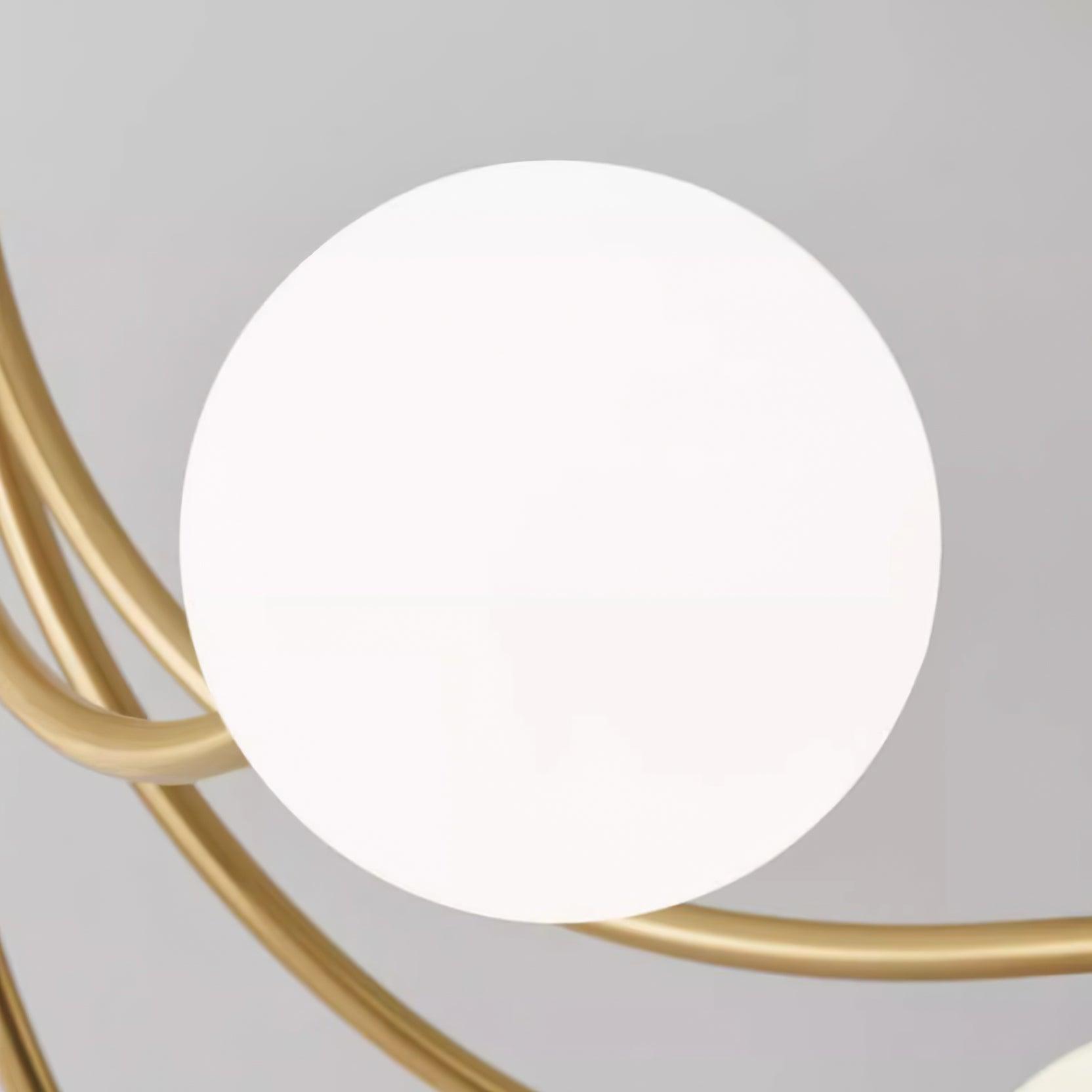 Ceiling Light Brass Branching Arms Opal Globe Shades Modern Elegant - Letslighting