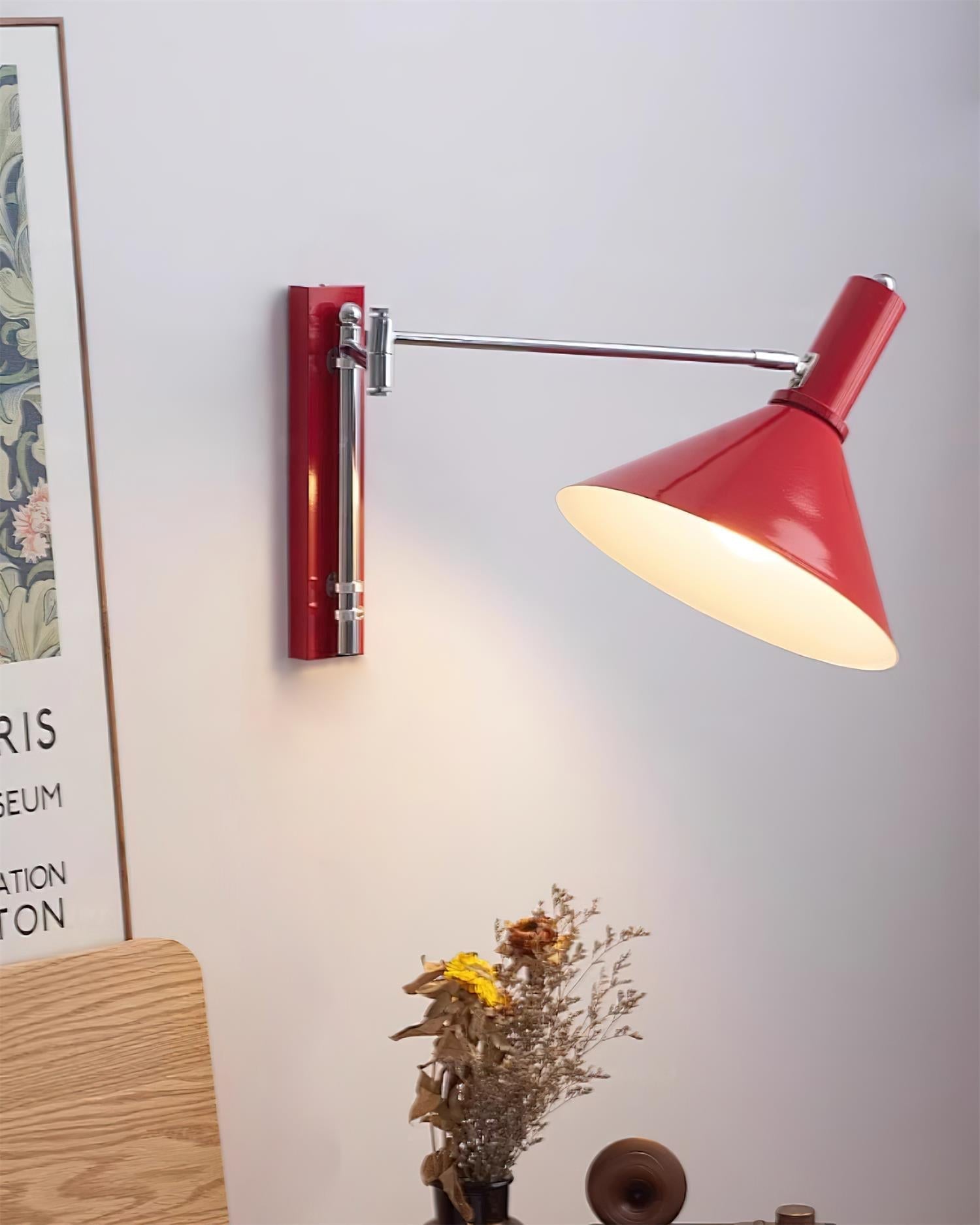 Wall Lamp Modern Adjustable Arm Red Shade Reading Light - Letslighting
