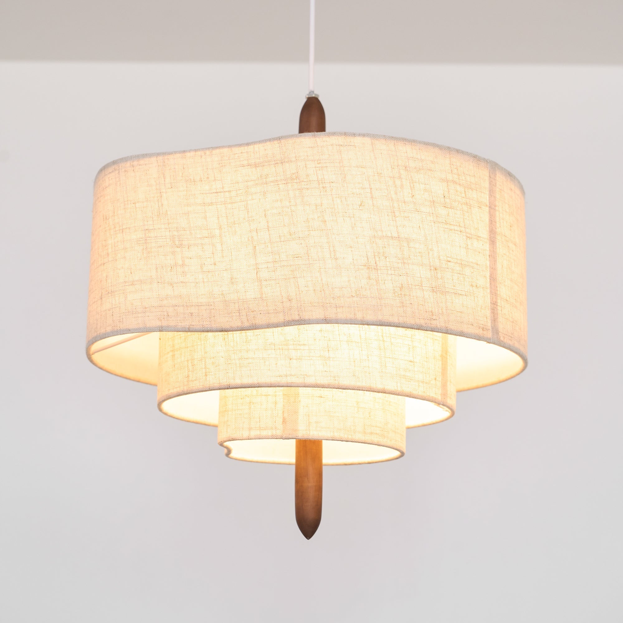 Altheus Premium Nordic Pebble Fabric Metal Pendant Lamp - Lamp Copper