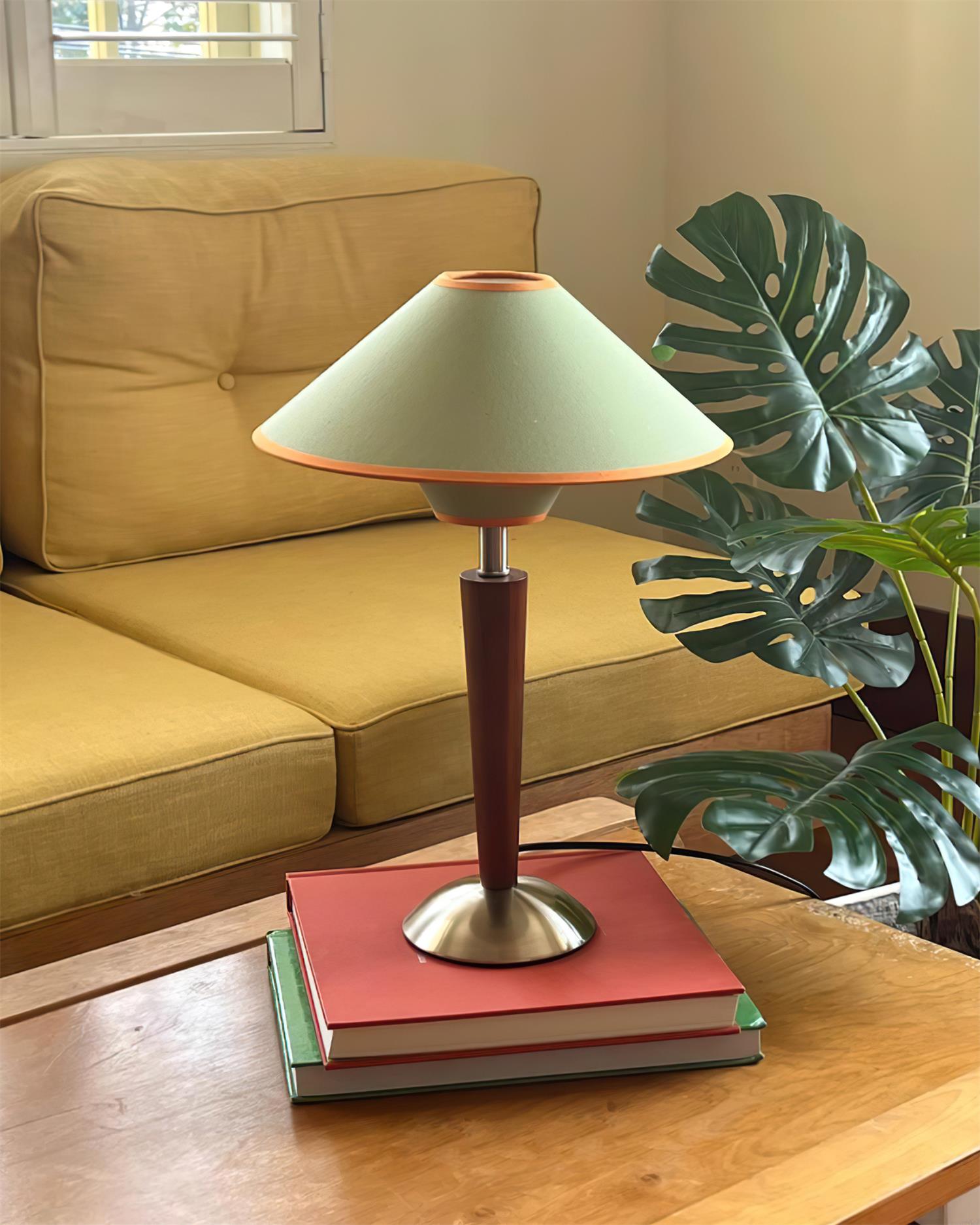 Perzel Table Lamp Wood Stem Fabric Shade - Letslighting