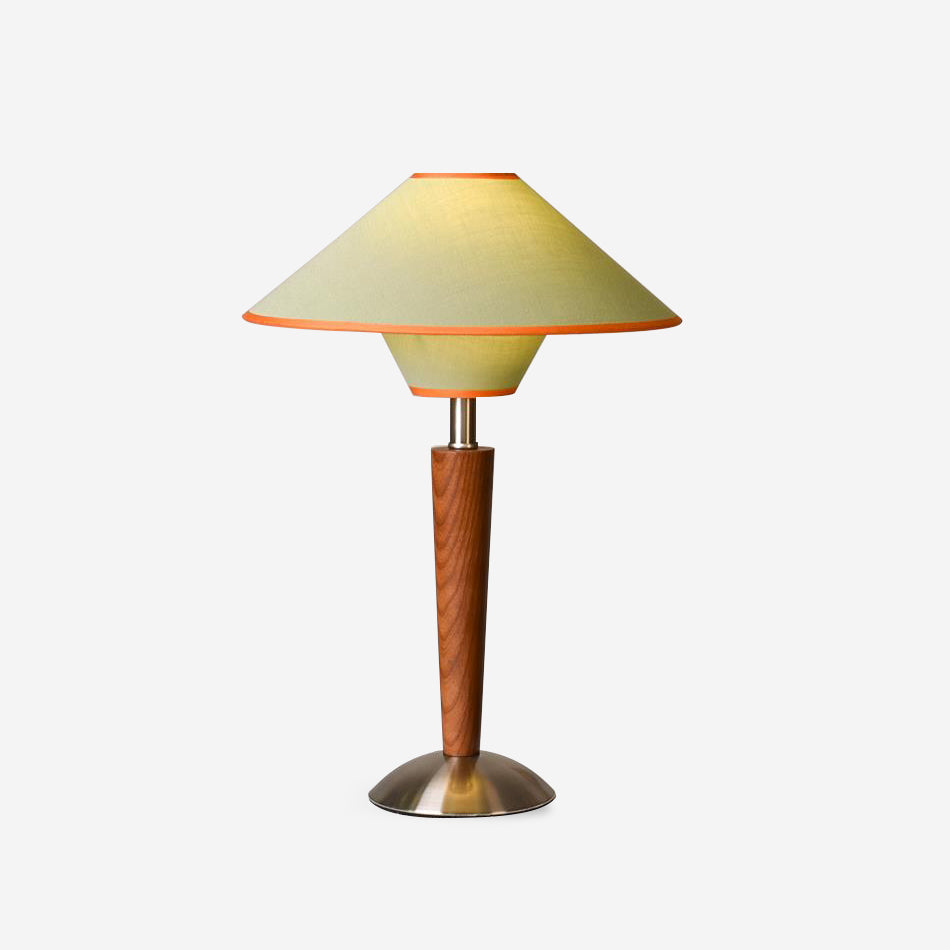 Perzel Table Lamp Wood Stem Fabric Shade - Letslighting