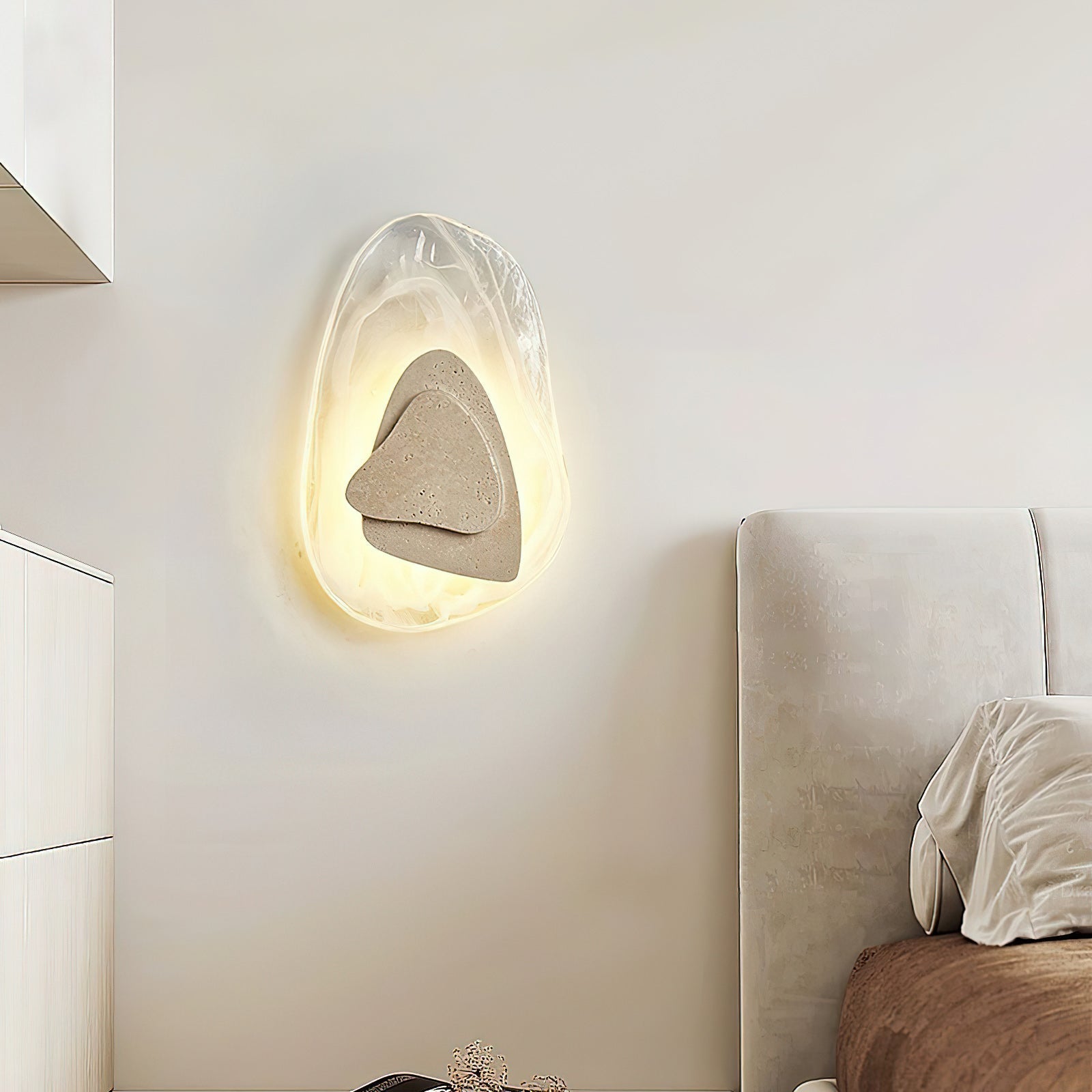 Zenorarae Individual Creativity Glass Travertine Wall Lamp - Lamp Copper