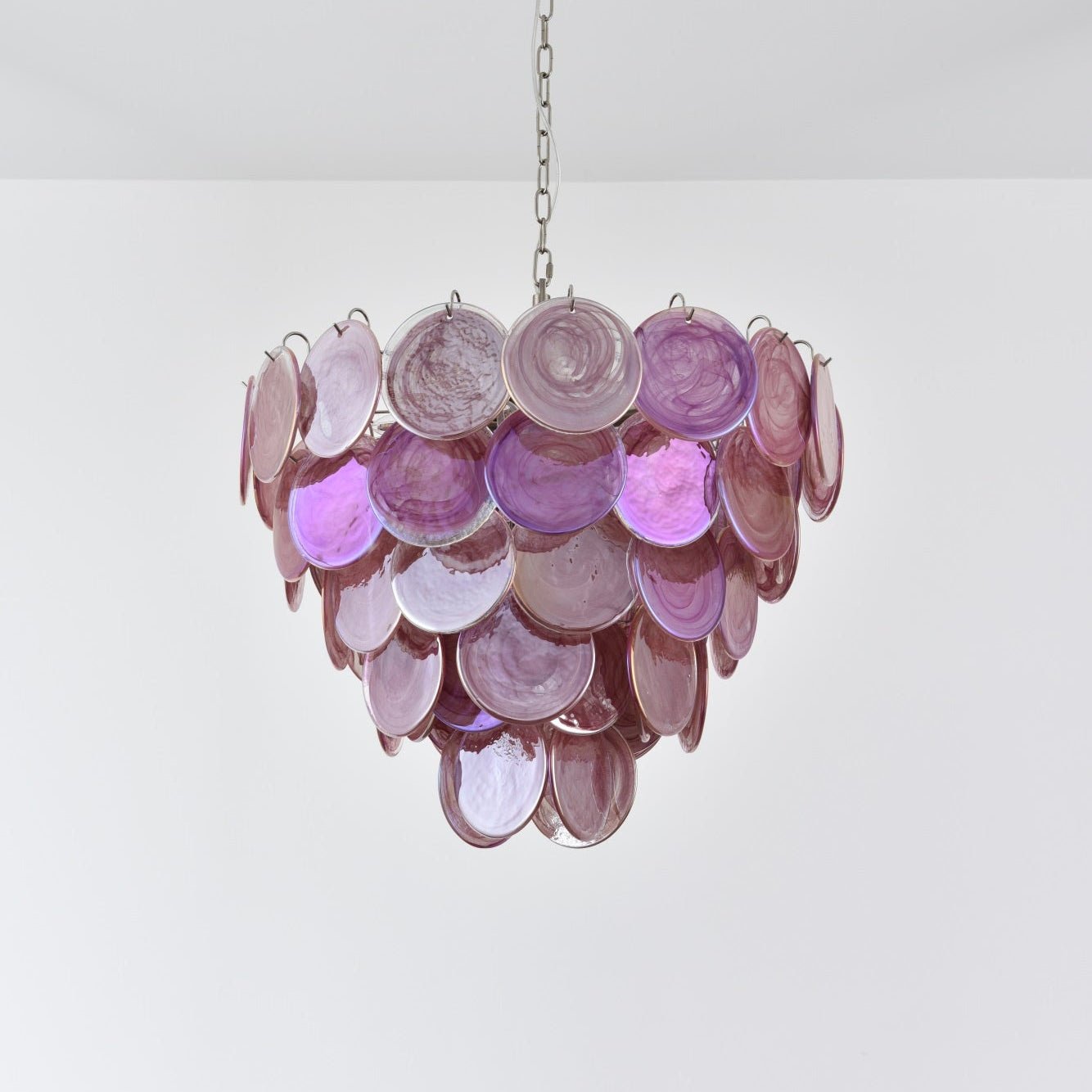 Aurora Chandelier Pink Murano Disc Layered - Letslighting