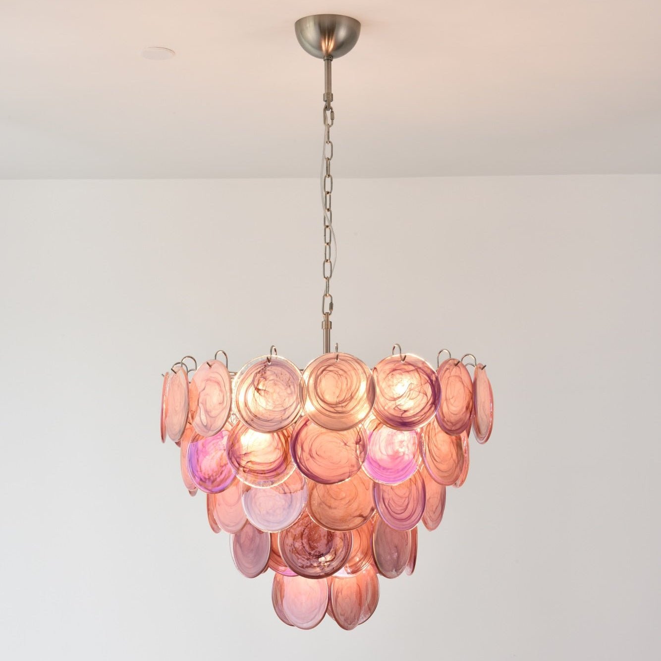 Aurora Chandelier Pink Murano Disc Layered - Letslighting