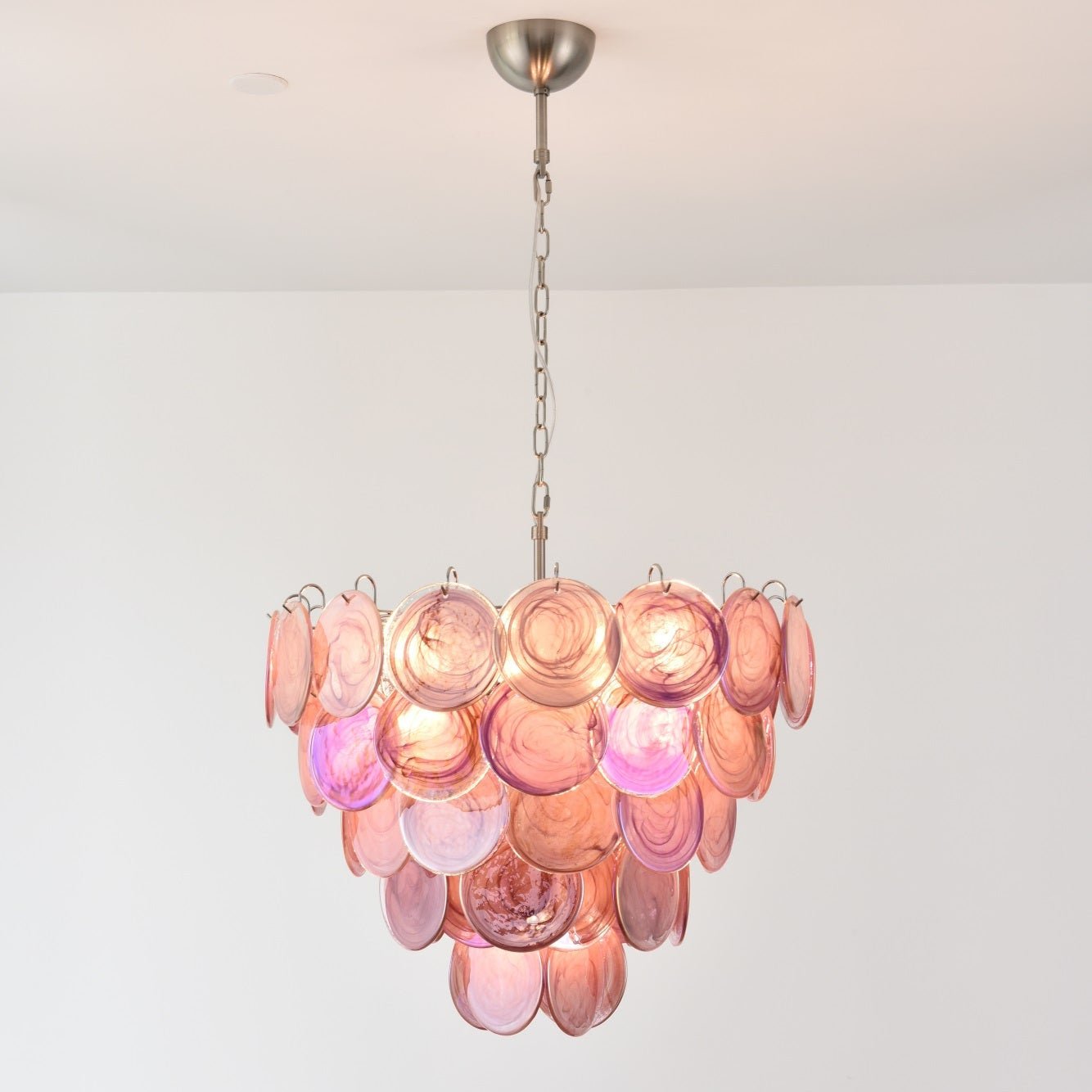 Aurora Chandelier Pink Murano Disc Layered - Letslighting