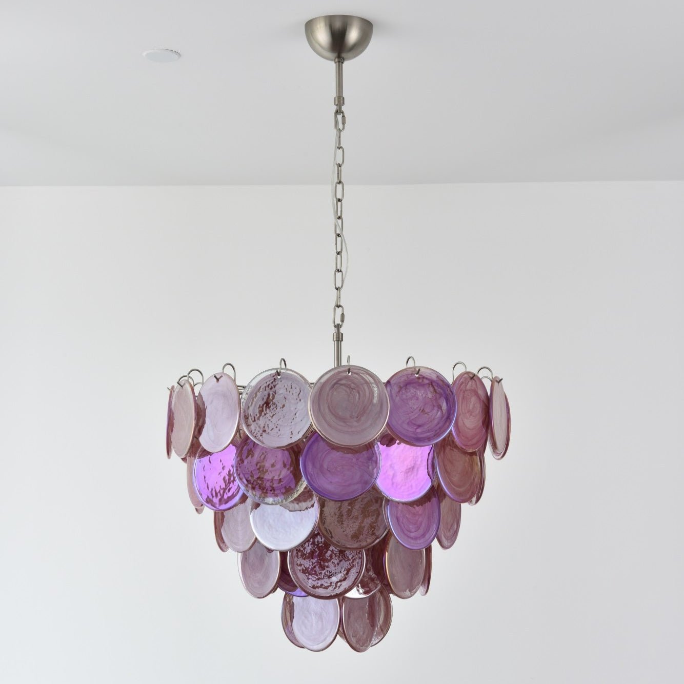 Aurora Chandelier Pink Murano Disc Layered - Letslighting