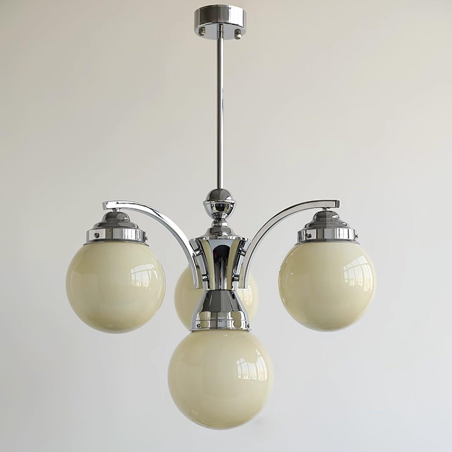 Salamanca Chandelier Pink Glass Globes Chrome Arcs Stylish - Letslighting