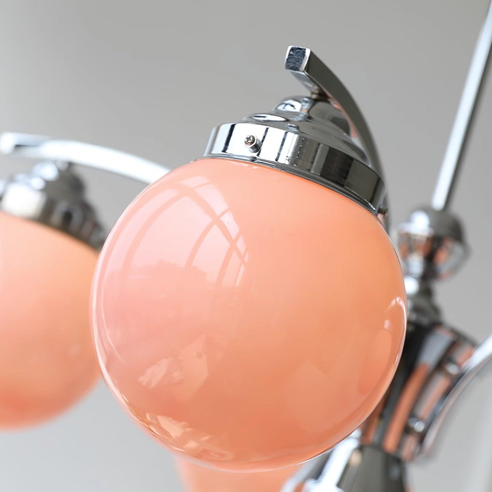 Salamanca Chandelier Pink Glass Globes Chrome Arcs Stylish - Letslighting