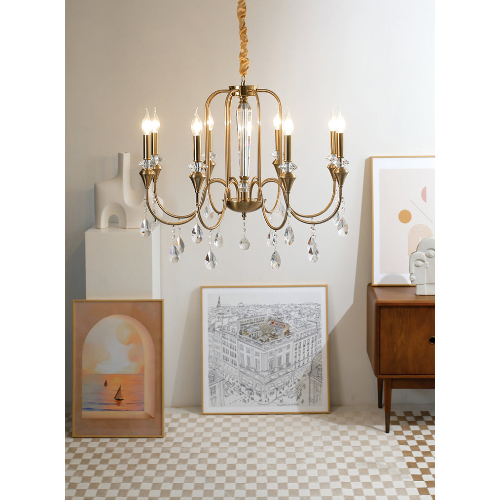 Ercararis Vintage Industrial Brass Crystal Chandelier - Lamp Copper