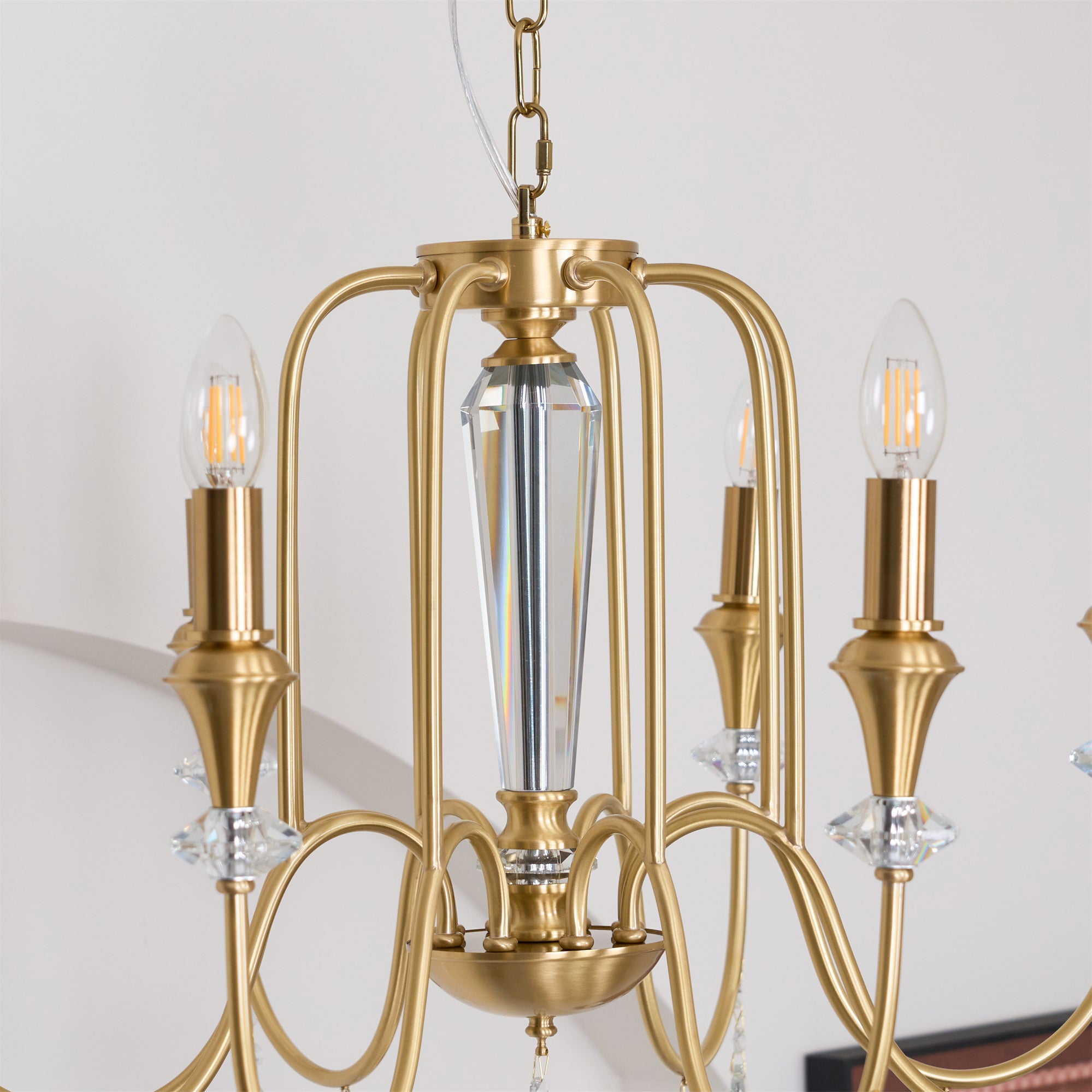 Ercararis Vintage Industrial Brass Crystal Chandelier - Lamp Copper