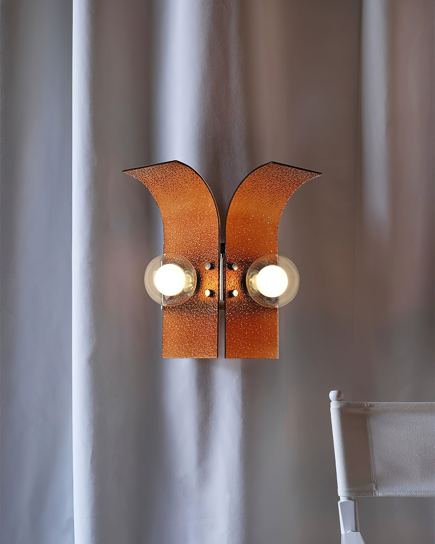 Wall Light Textured Glass Panels Dual Globes Art Deco - Letslighting