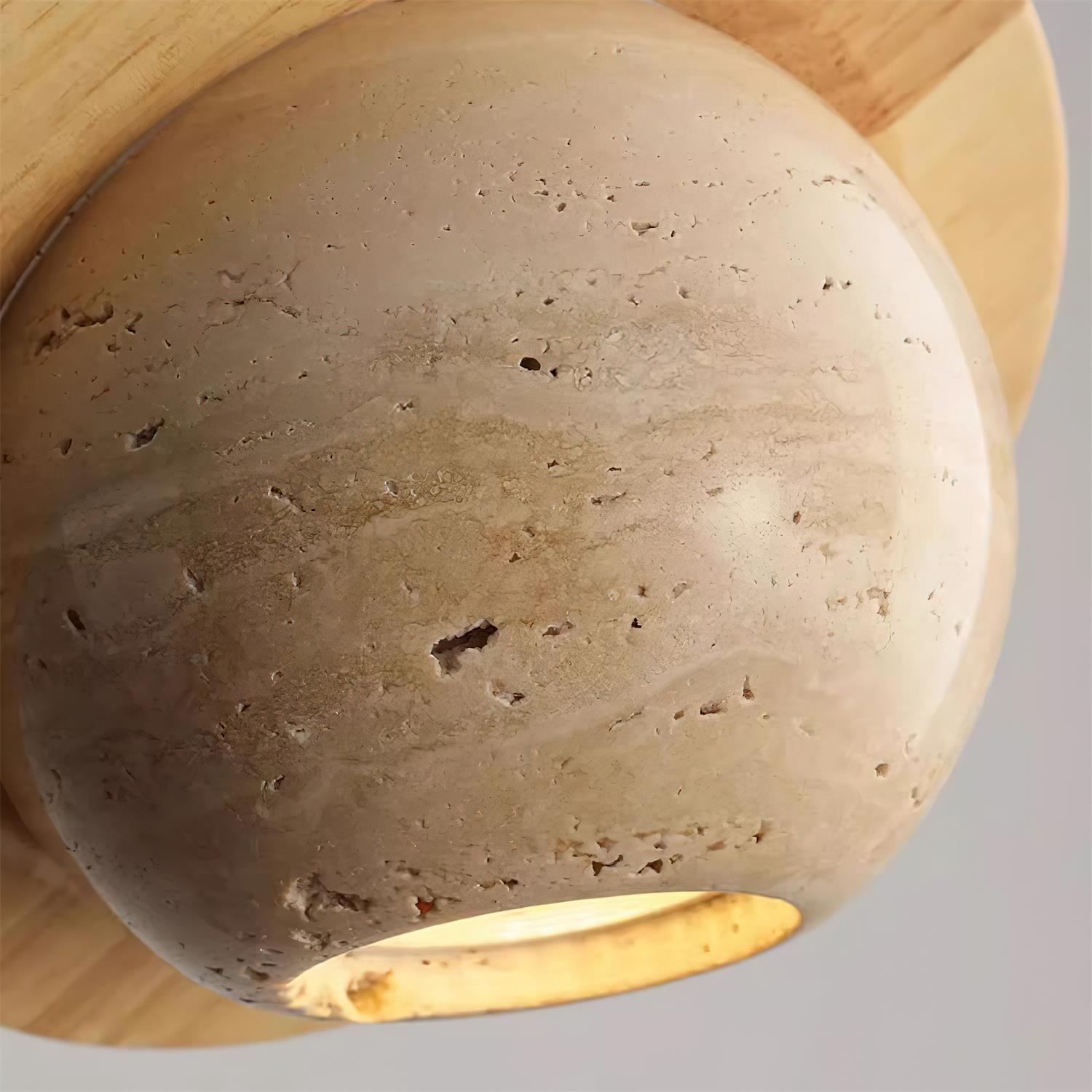 Pendant Light Travertine Planet Walnut Wood Ambient Minimalist - Letslighting