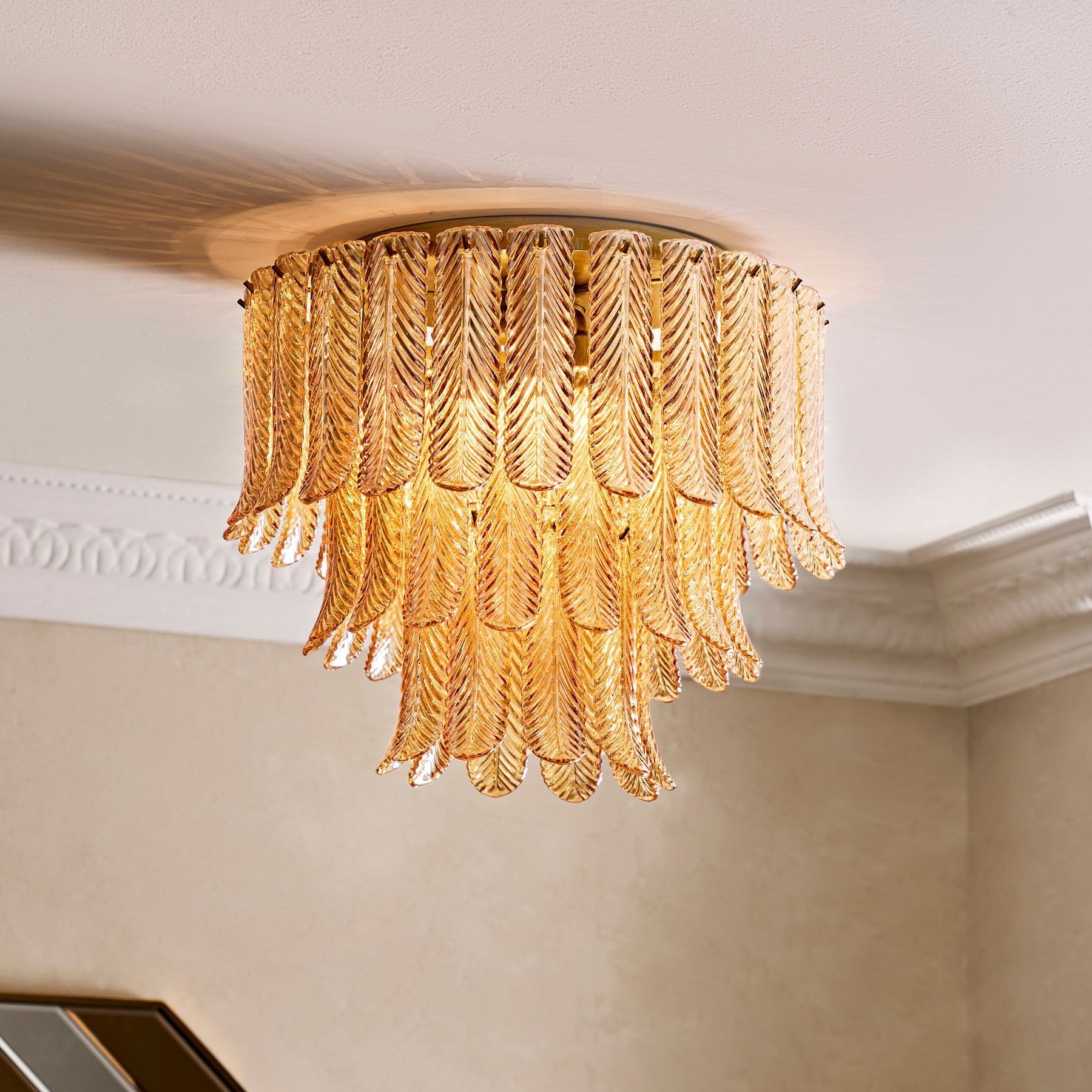 Vosolara Postmodern Luxury Brass Glass Ceiling Light - Lamp Copper