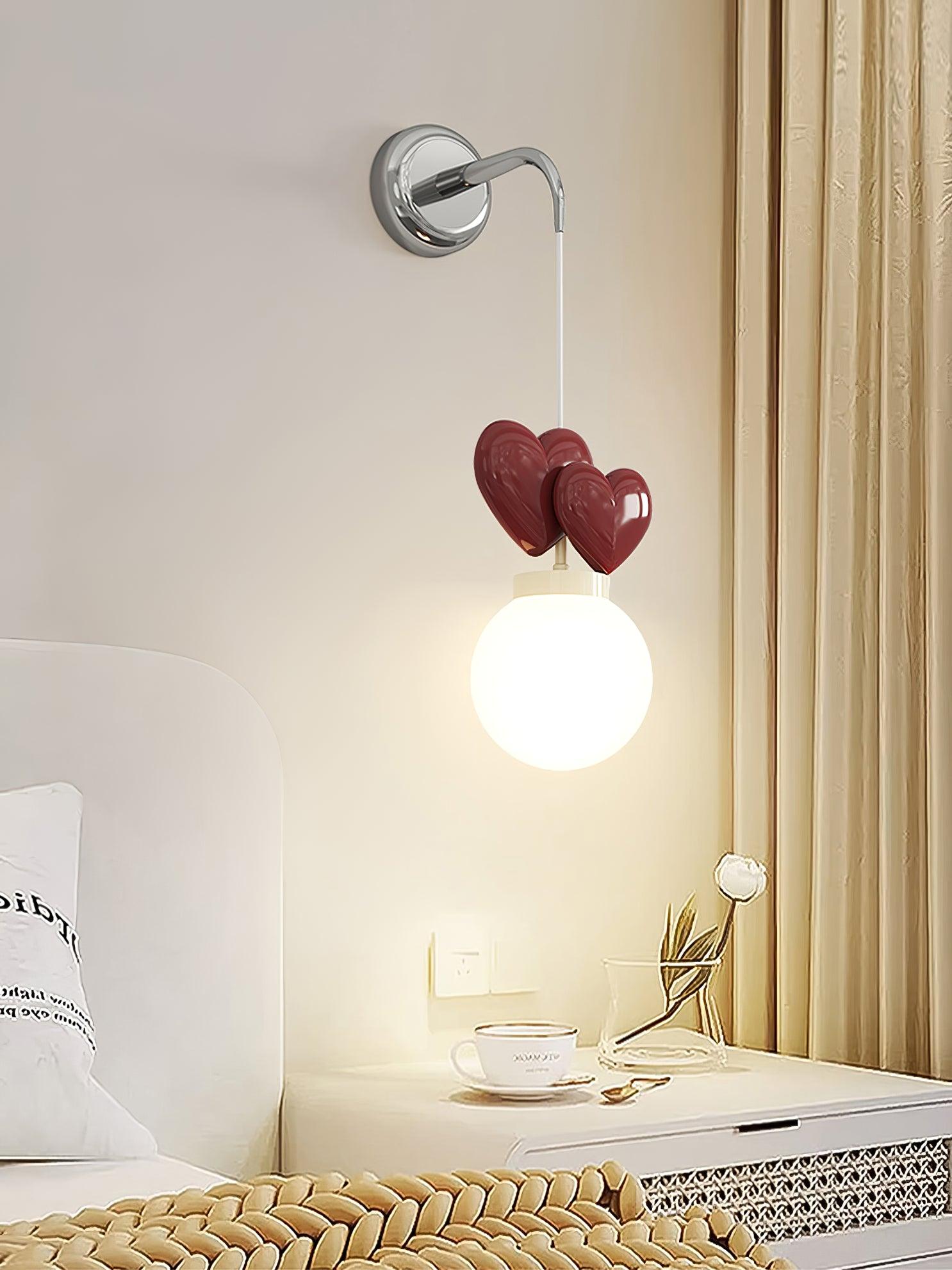 Wall Lamp Resin Heart Cluster Glass Globe Mount Romantic - Letslighting