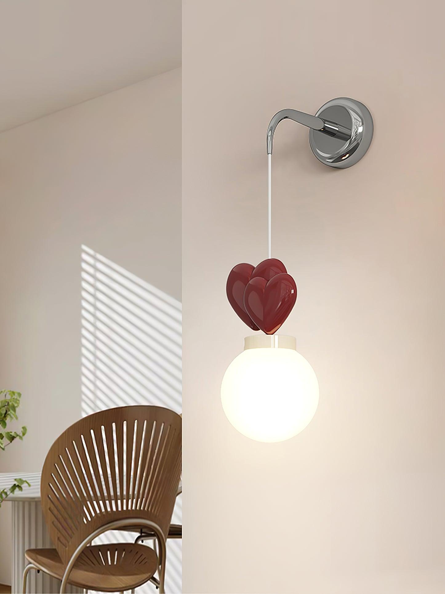 Wall Lamp Resin Heart Cluster Glass Globe Mount Romantic - Letslighting