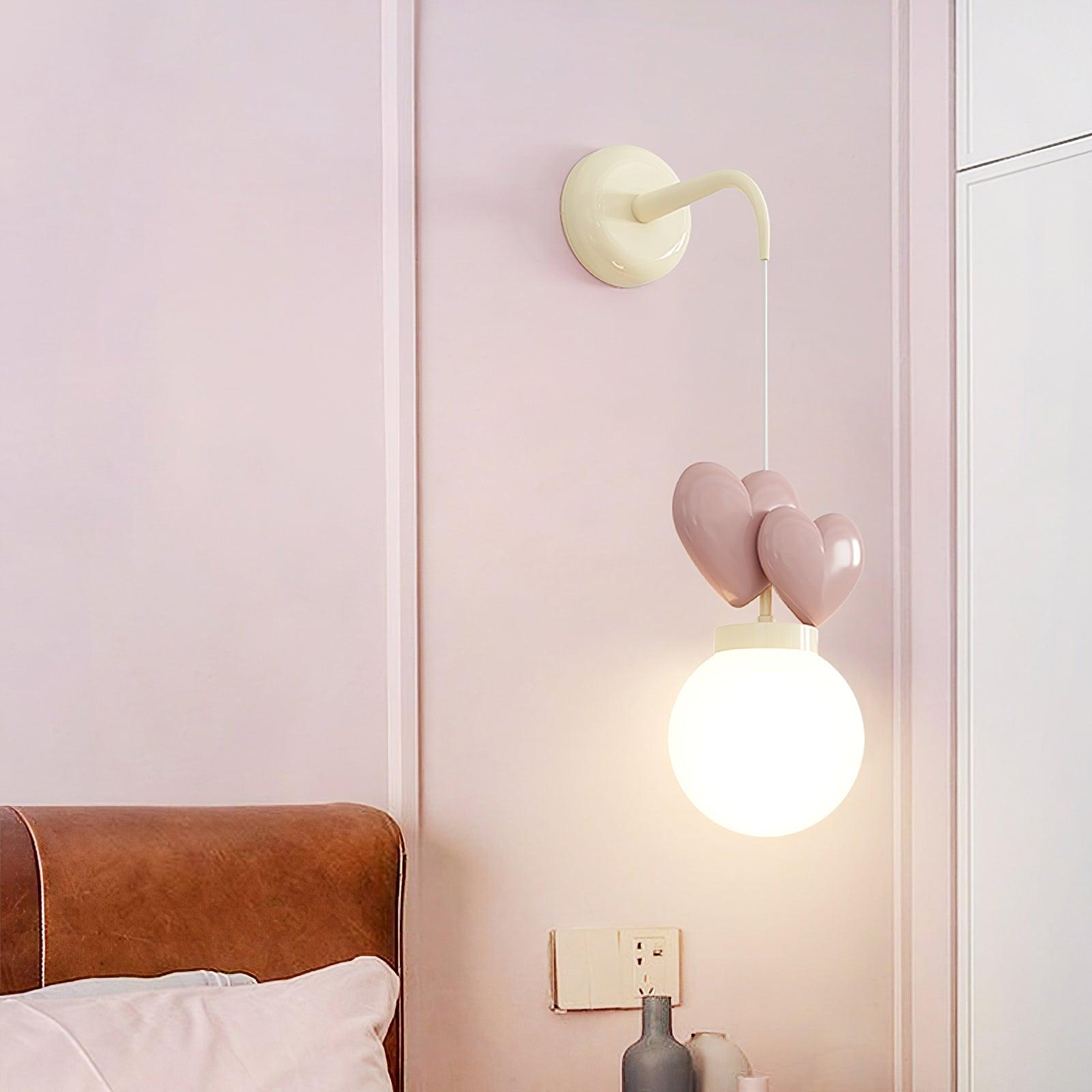 Wall Lamp Resin Heart Cluster Glass Globe Mount Romantic - Letslighting