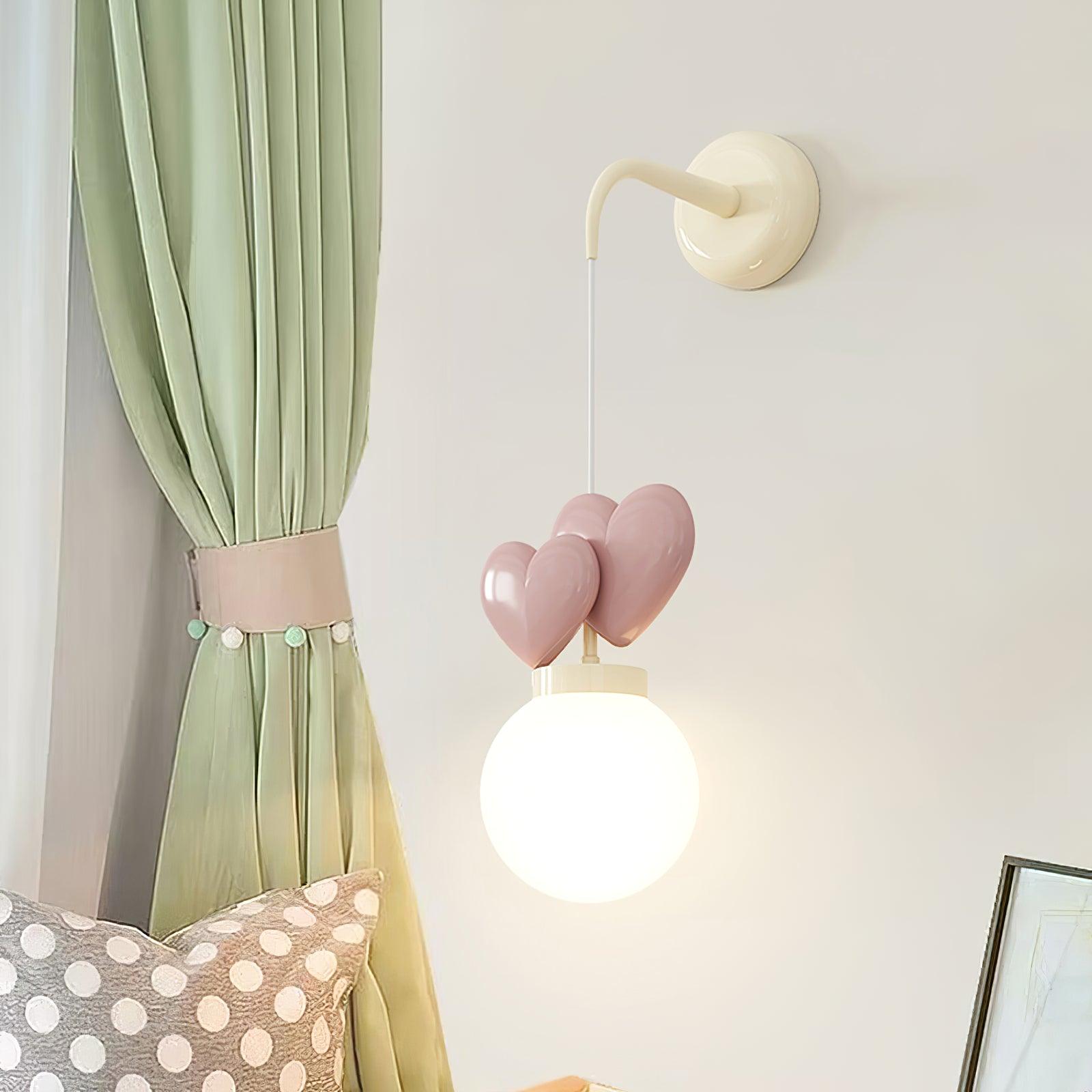 Wall Lamp Resin Heart Cluster Glass Globe Mount Romantic - Letslighting