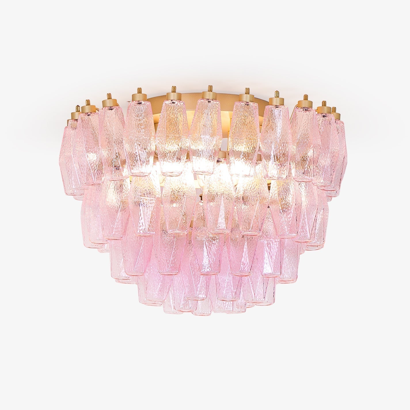 Aurora Ceiling Lamp Poliedri Pink Murano Glass Layered Flush Mount - Letslighting