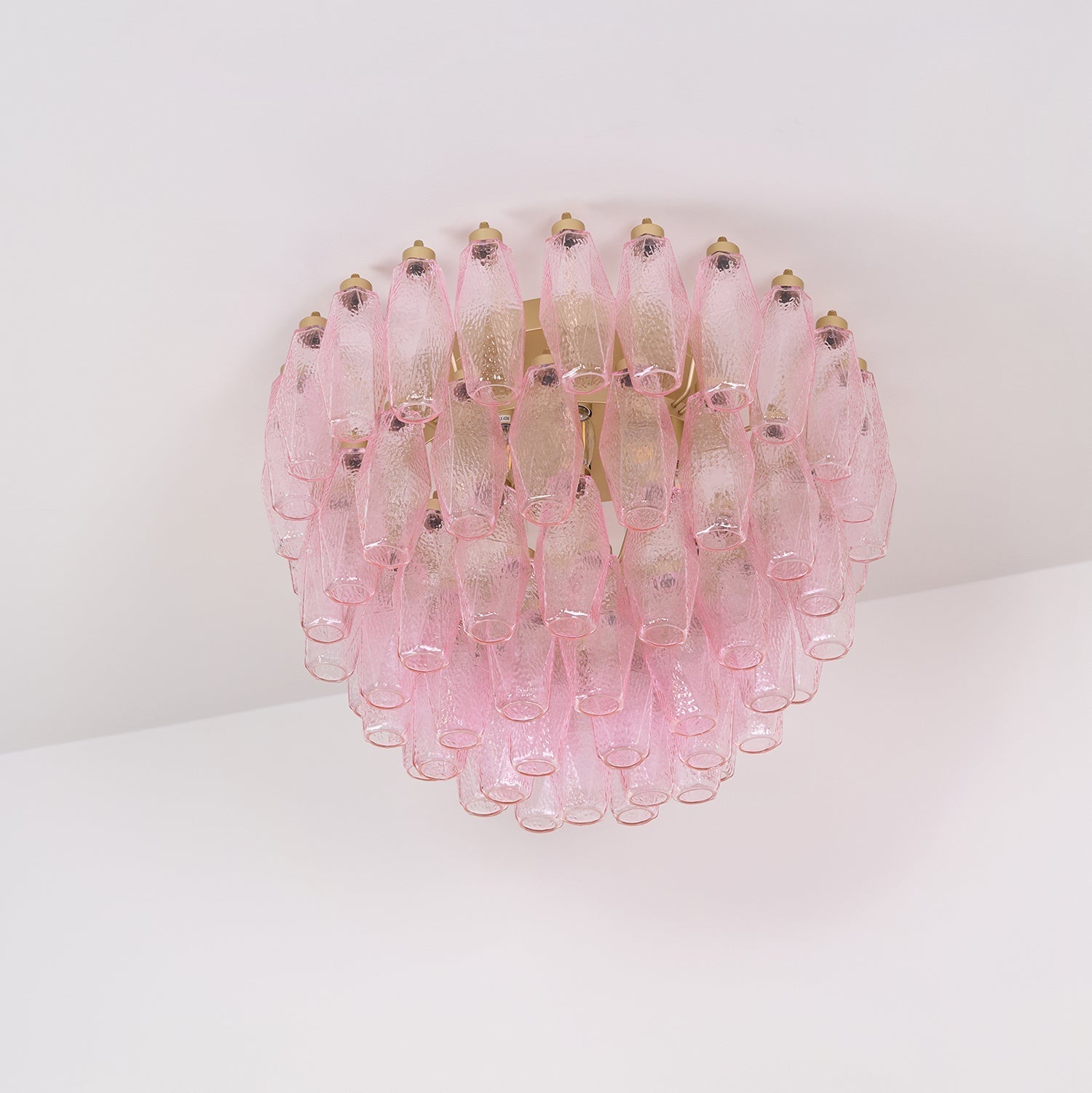 Aurora Ceiling Lamp Poliedri Pink Murano Glass Layered Flush Mount - Letslighting