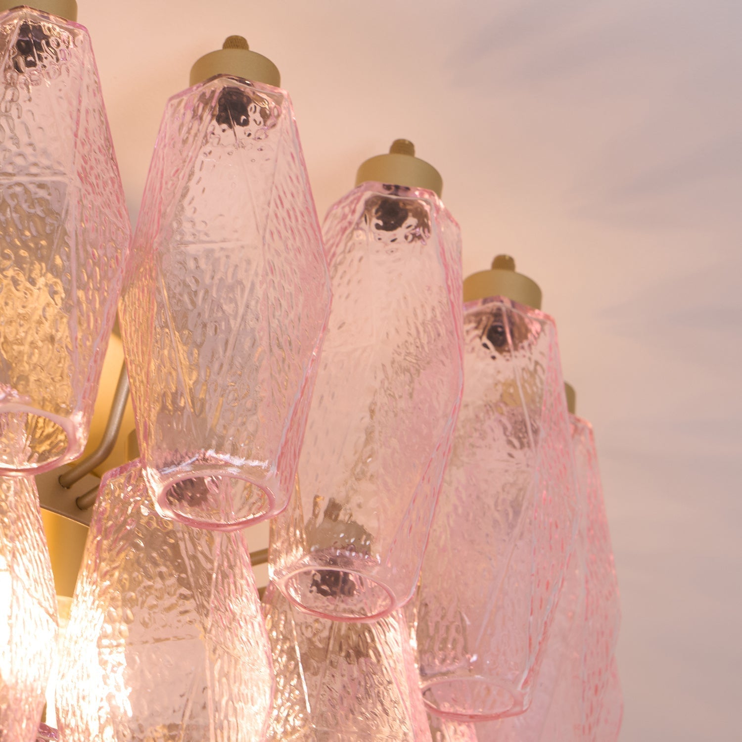 Aurora Ceiling Lamp Poliedri Pink Murano Glass Layered Flush Mount - Letslighting