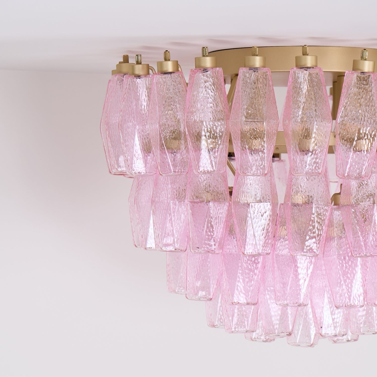 Aurora Ceiling Lamp Poliedri Pink Murano Glass Layered Flush Mount - Letslighting