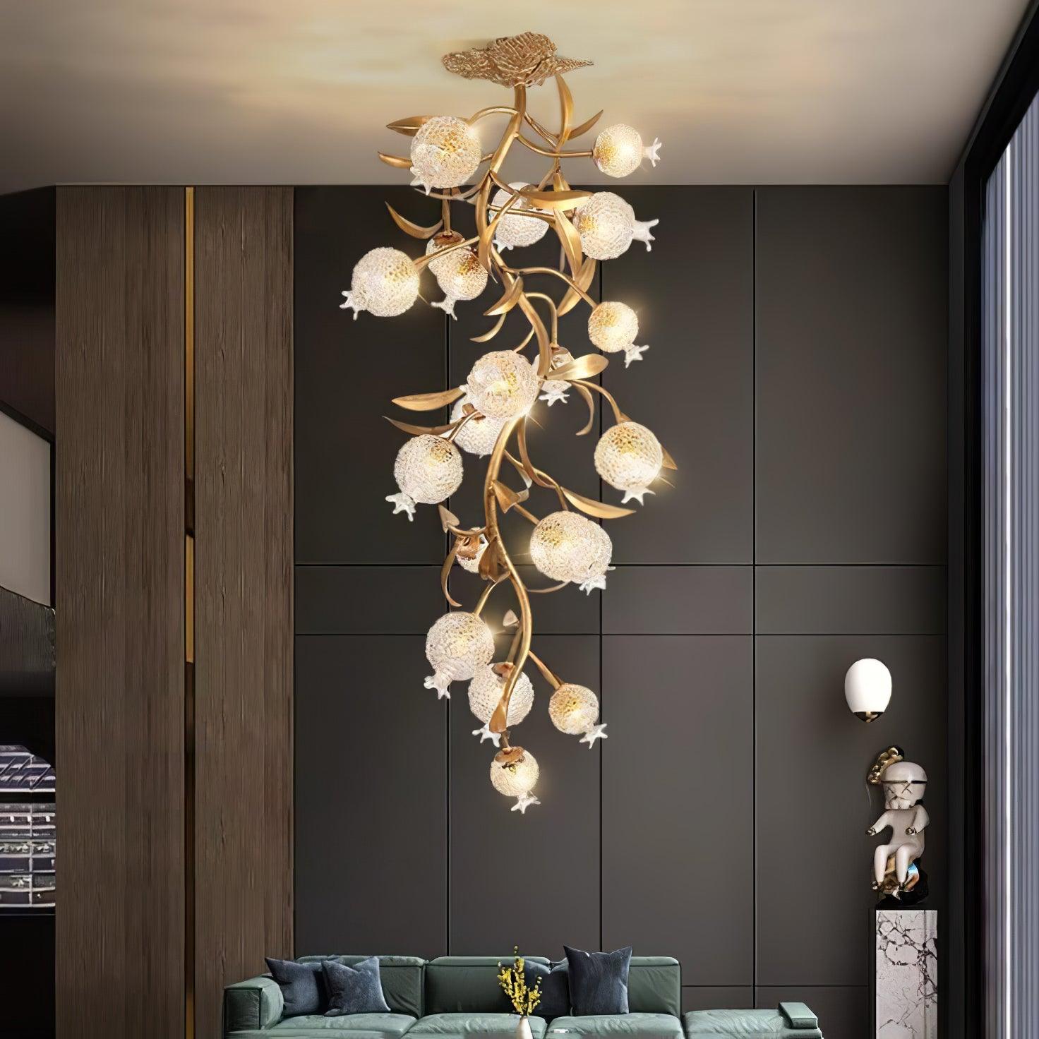 Aursorir Elegance Pomegranate Brass Metal Glass Ceiling Lamp - Blowlighting