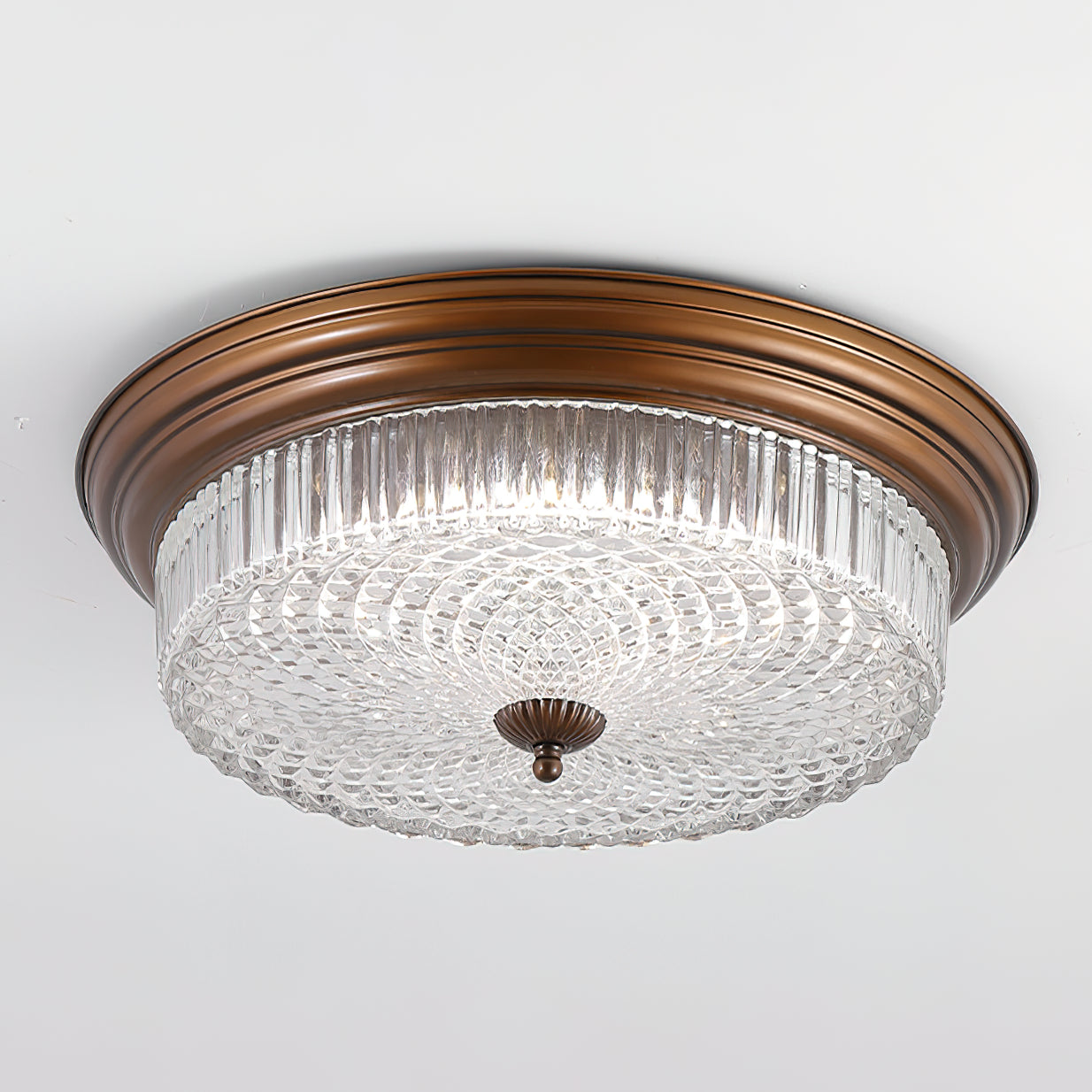 Ulcarir Modern Minimalist Retro Metal Glass Flush Ceiling Lamp - Lamp Copper