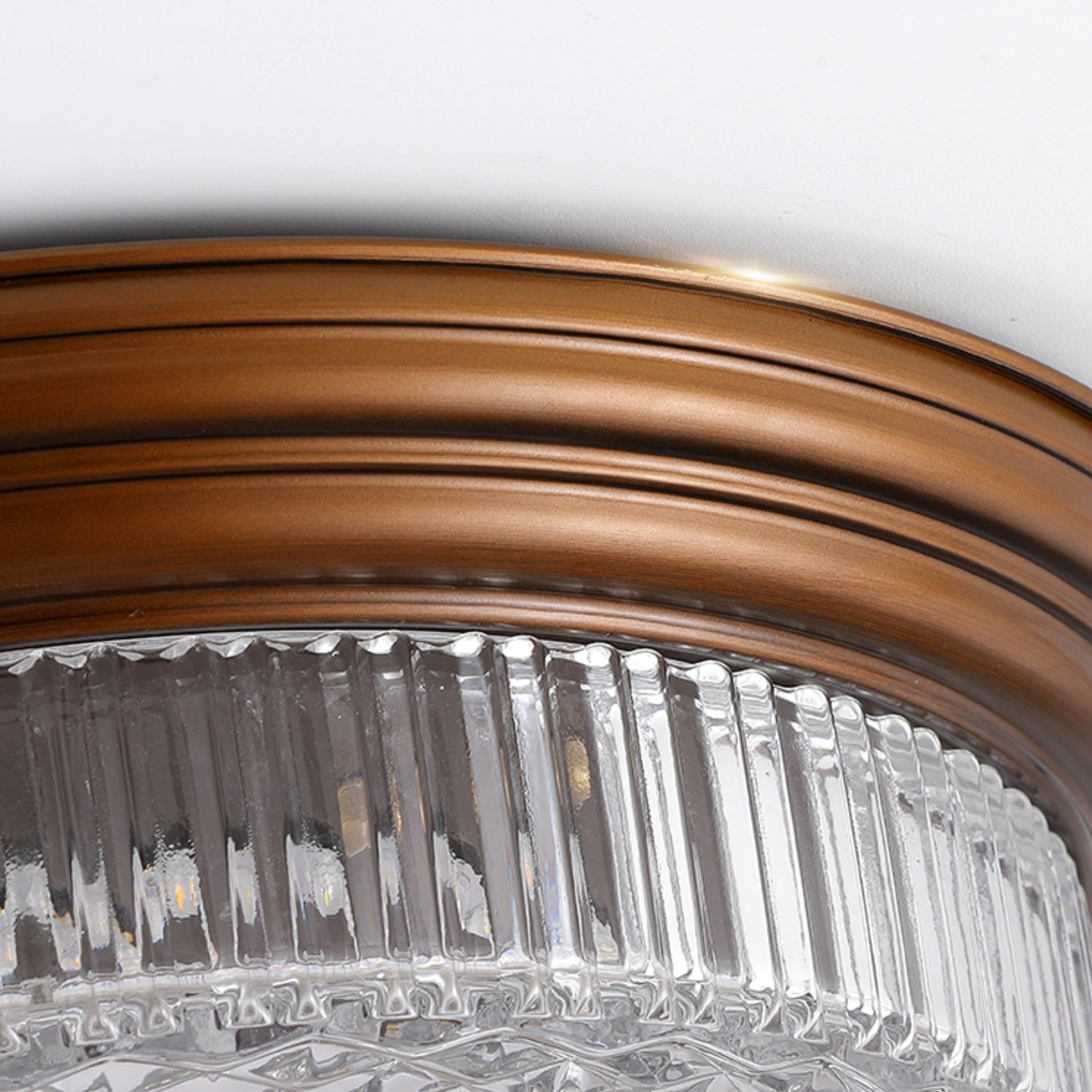 Ulcarir Modern Minimalist Retro Metal Glass Flush Ceiling Lamp - Lamp Copper