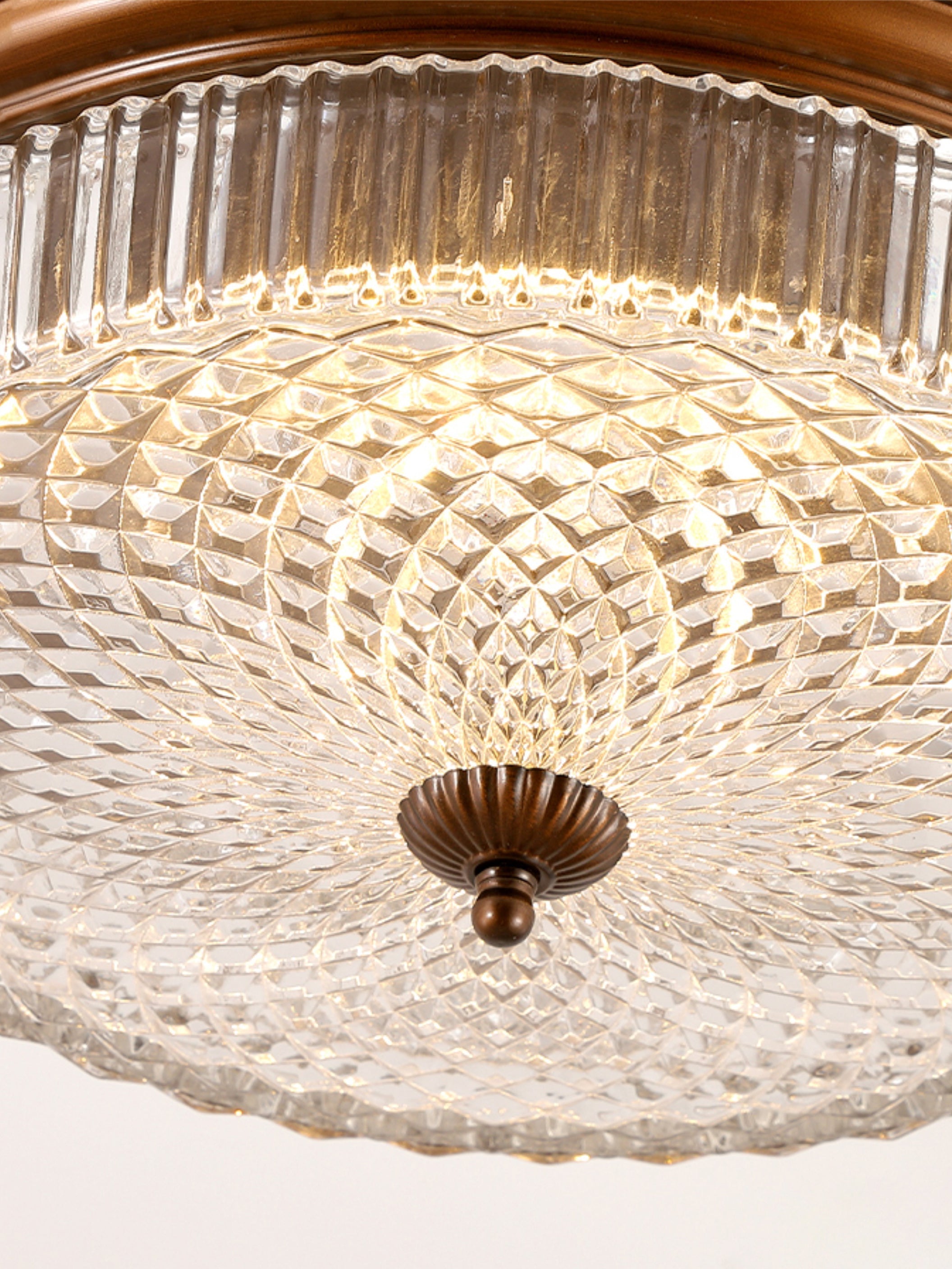 Ulcarir Modern Minimalist Retro Metal Glass Flush Ceiling Lamp - Lamp Copper