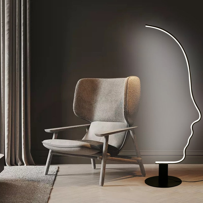 Ray Lampe sur pied Led visage de humain postmoderne pour la chambre