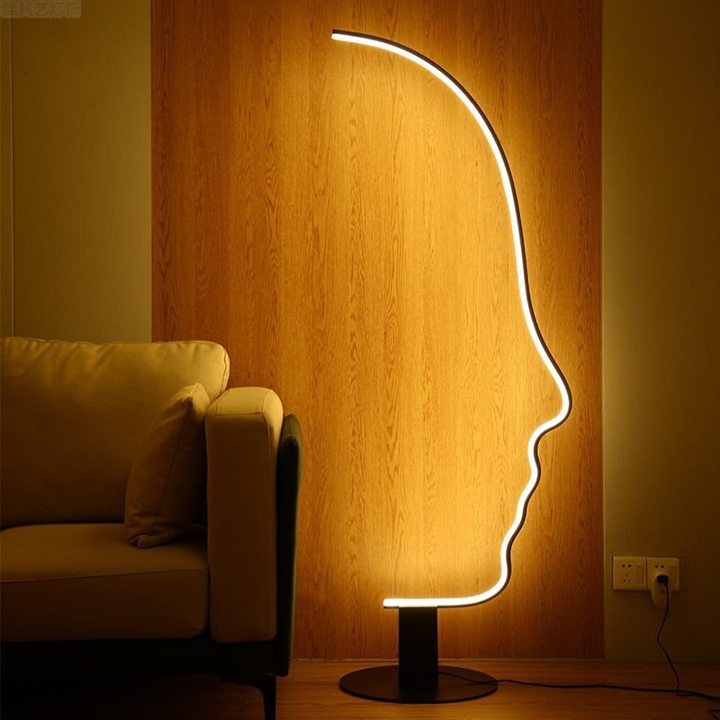 Ray Lampe sur pied Led visage de humain postmoderne pour la chambre