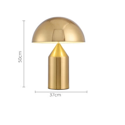 Mira Lampe de Table Champignon Minimaliste, Métal, Noir/Blanc/Or, Chambre