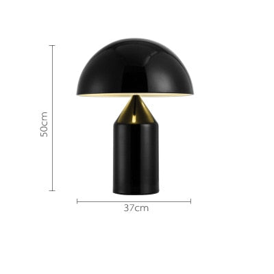 Mira Lampe de Table Champignon Minimaliste, Métal, Noir/Blanc/Or, Chambre