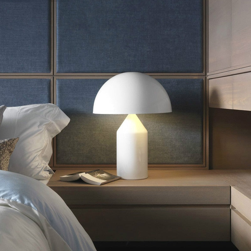 Mira Lampe de Table Champignon Minimaliste, Métal, Noir/Blanc/Or, Chambre