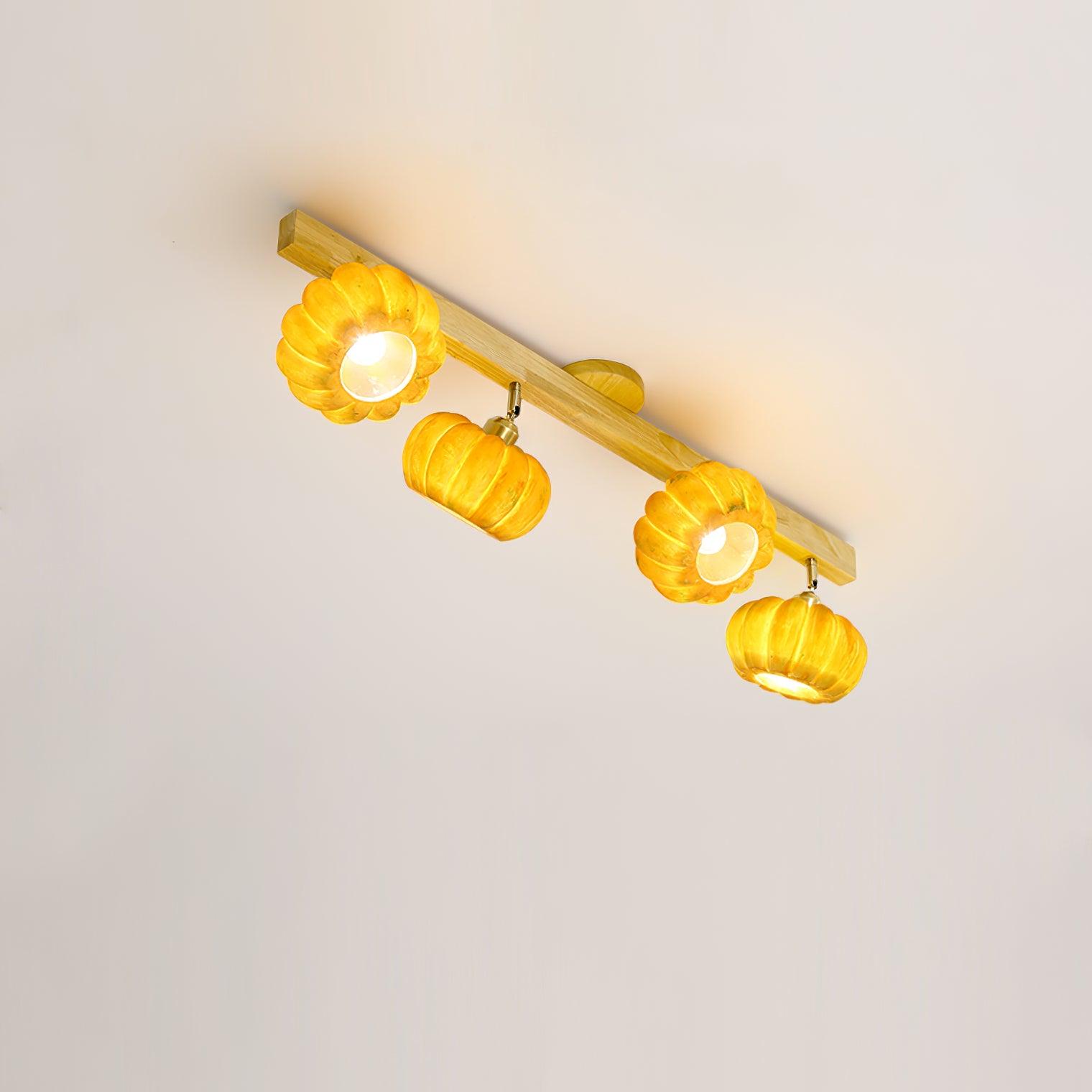 Pumpkin Ceiling Light Wood - Letslighting