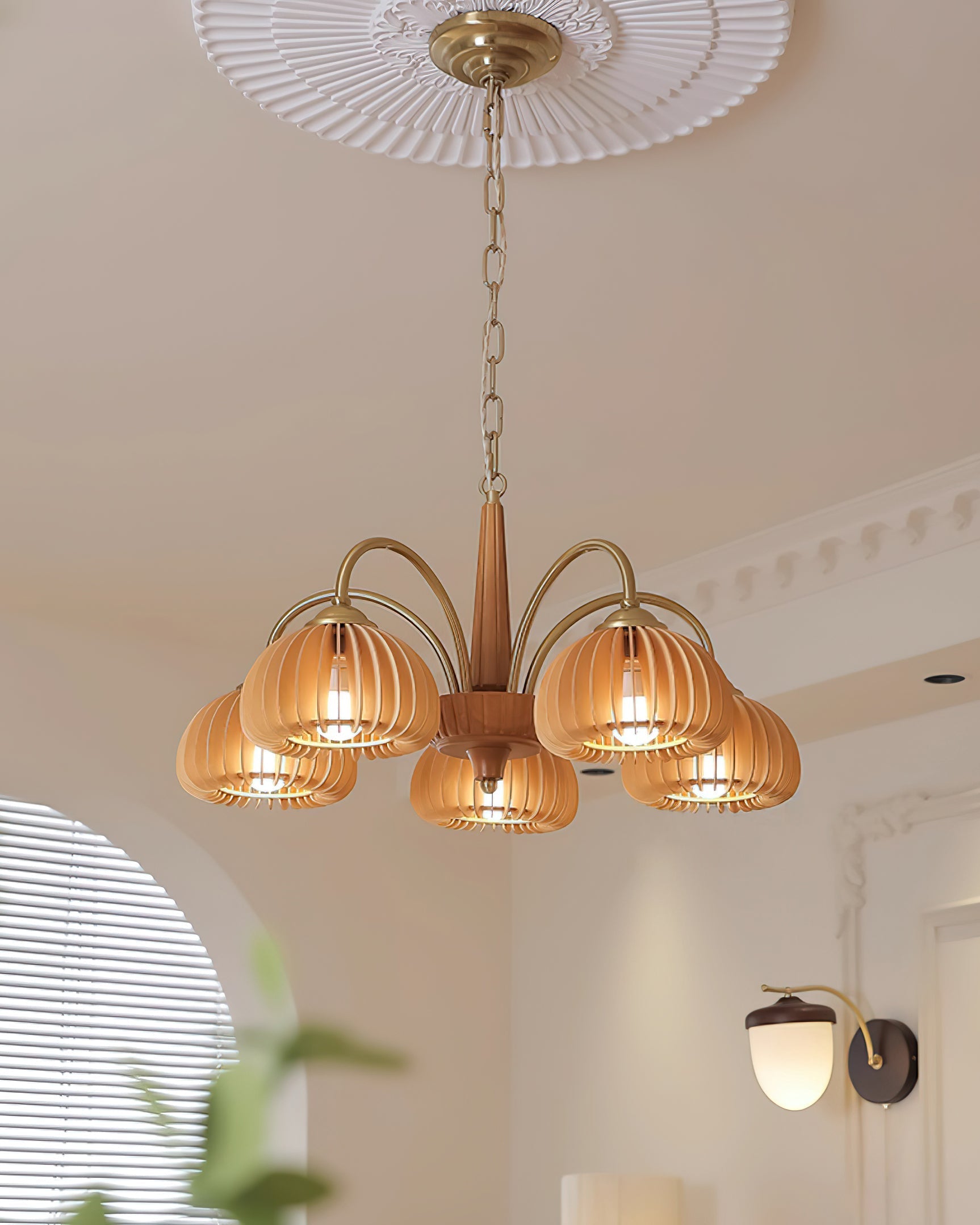 Autumn Glow Pumpkin Wooden Chandelier - Letslighting