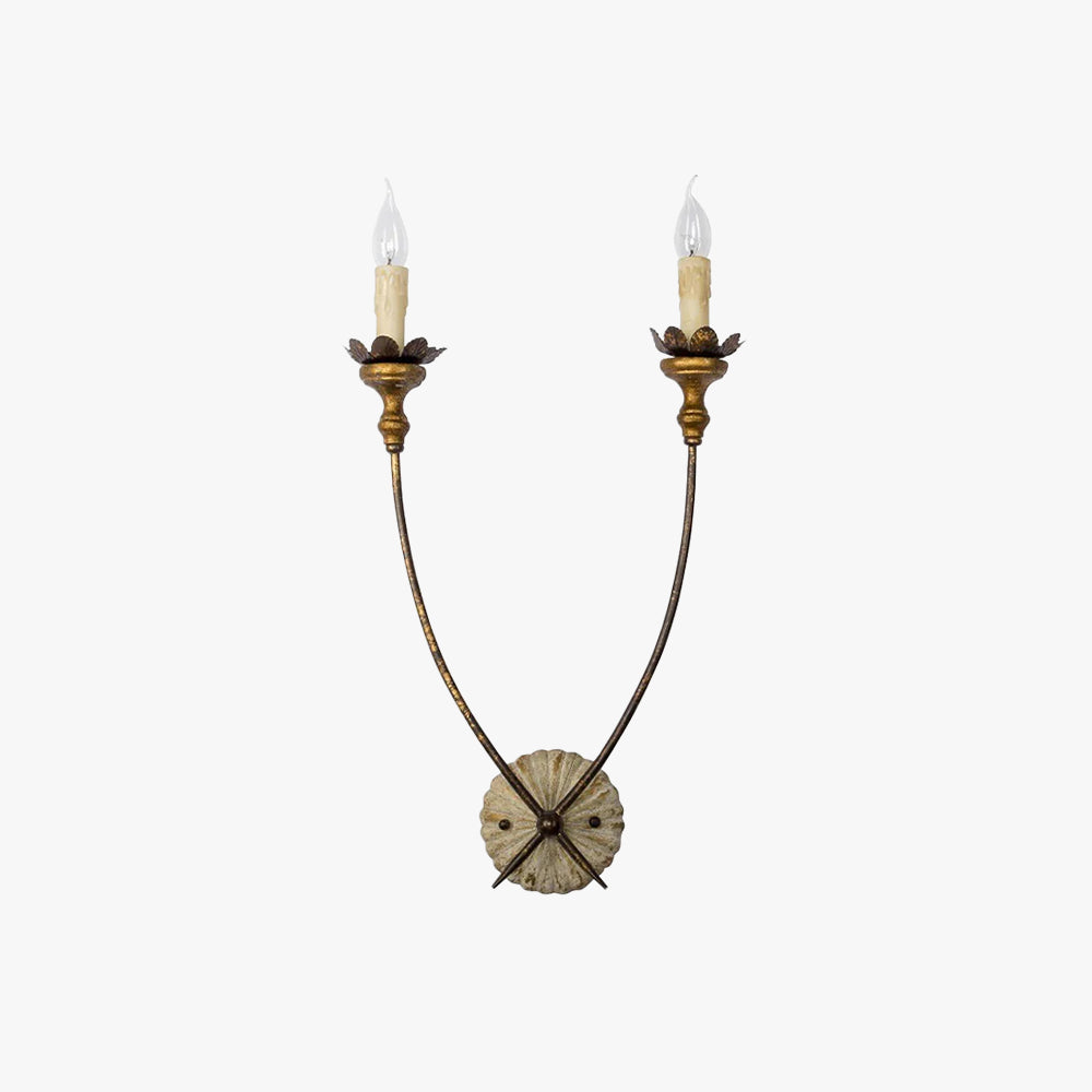 Silva Vintage Gold Metal Wood Wall Lamp Dining Room Bedroom